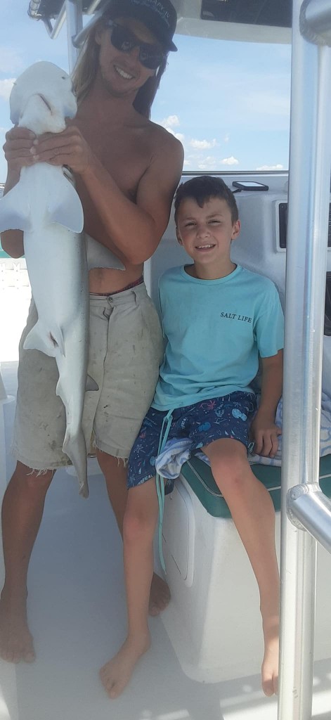 Photograph of an Atlantic Sharpnose Shark, a 27-inch fish caught at North Myrtle Beach