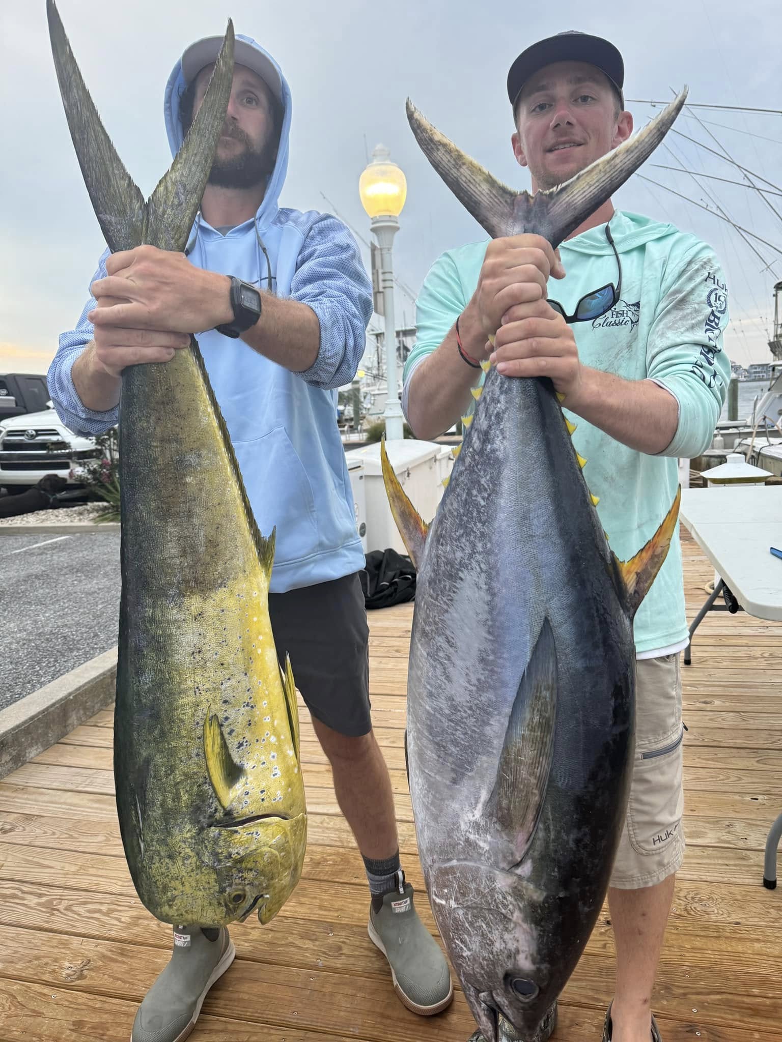 Two yellowfin tuna, 46-inch fish caught fishing in Maryland
