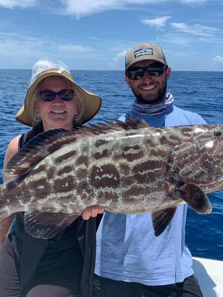 Black grouper catch held on fishing boat in Tavernier FL waters