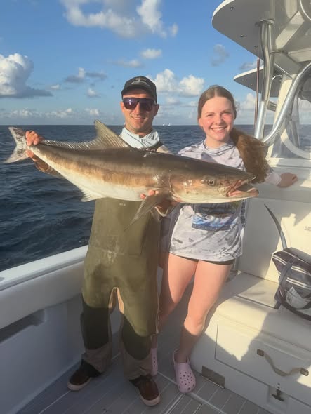 Cobia catch displayed on fishing boat in Tavernier FL waters