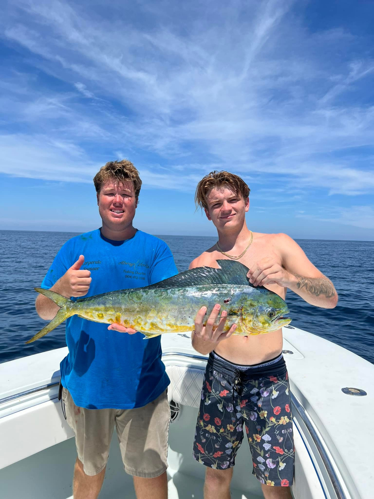 Two anglers enjoying a fishing trip in FL