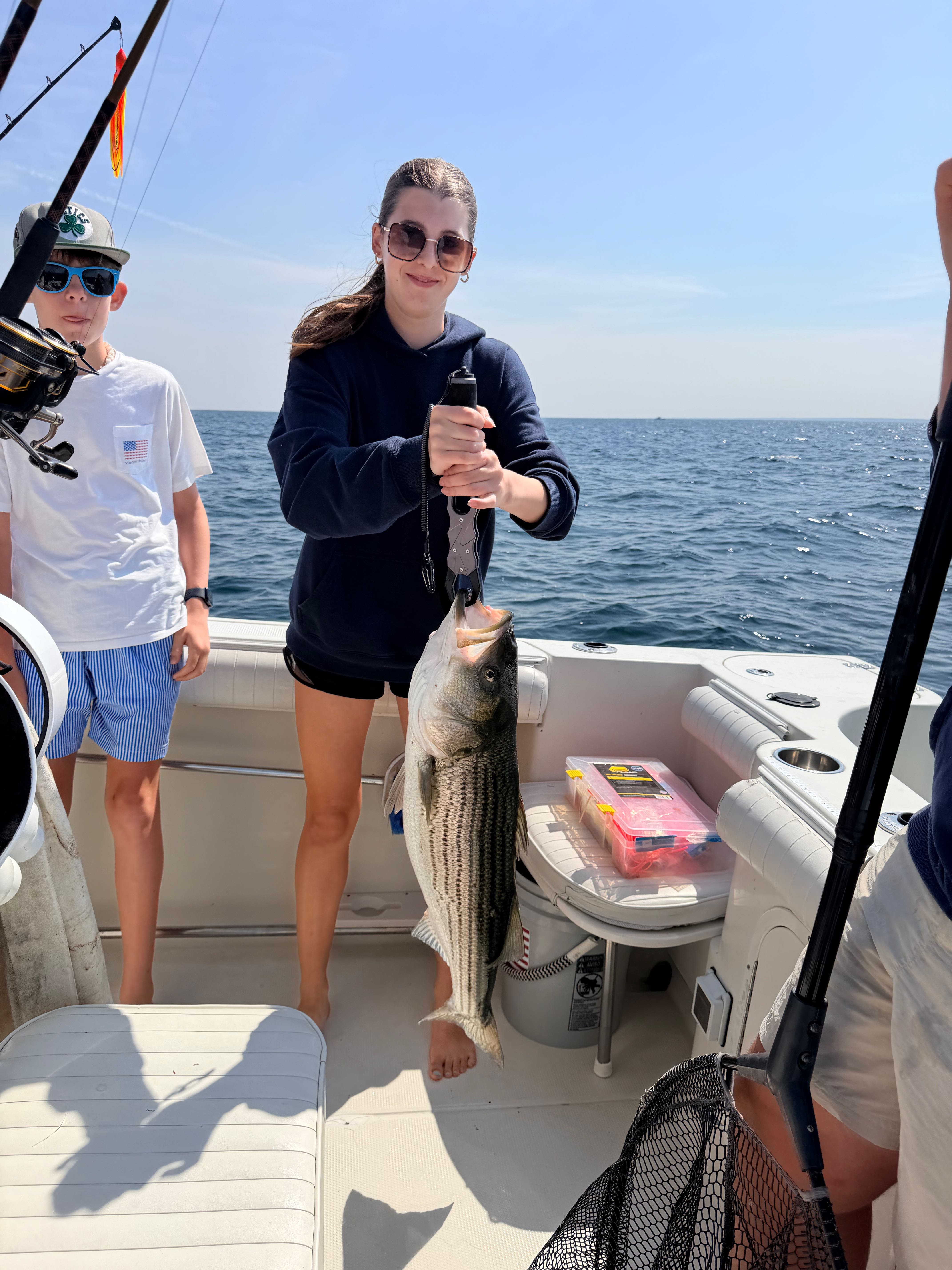 Striped bass caught during fishing charter in East Dennis MA
