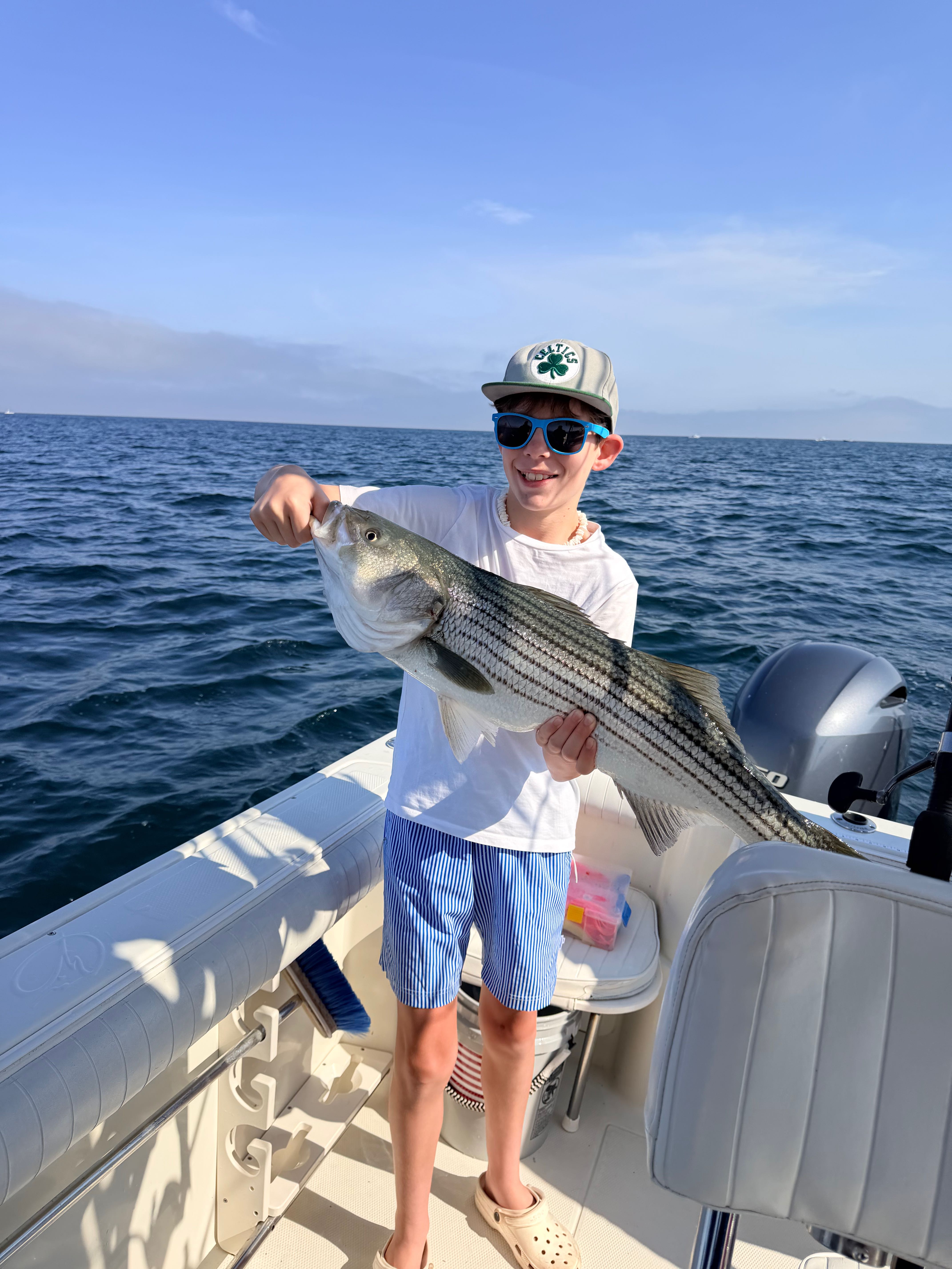 Striped bass caught during fishing tour in East Dennis MA