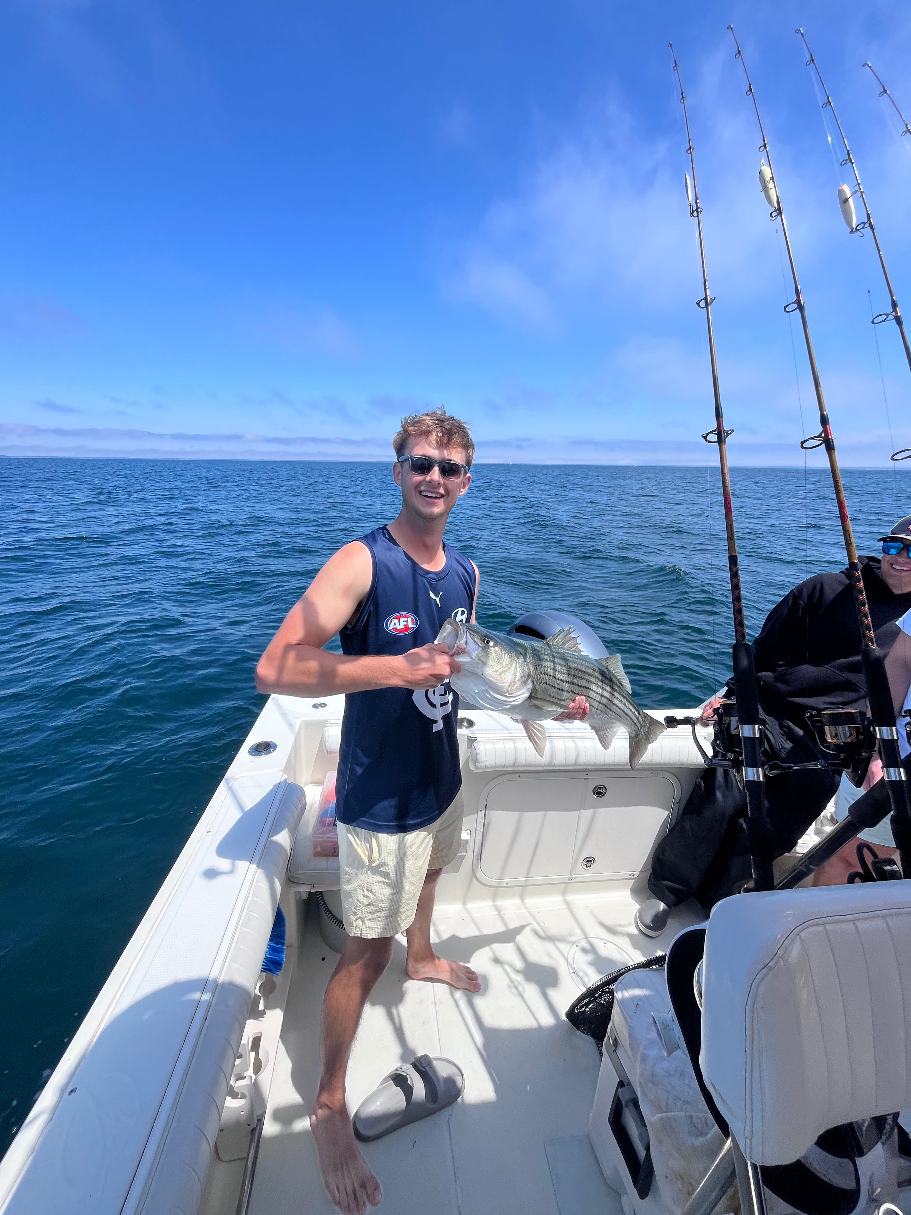 Striped bass caught during fishing charter in East Dennis MA