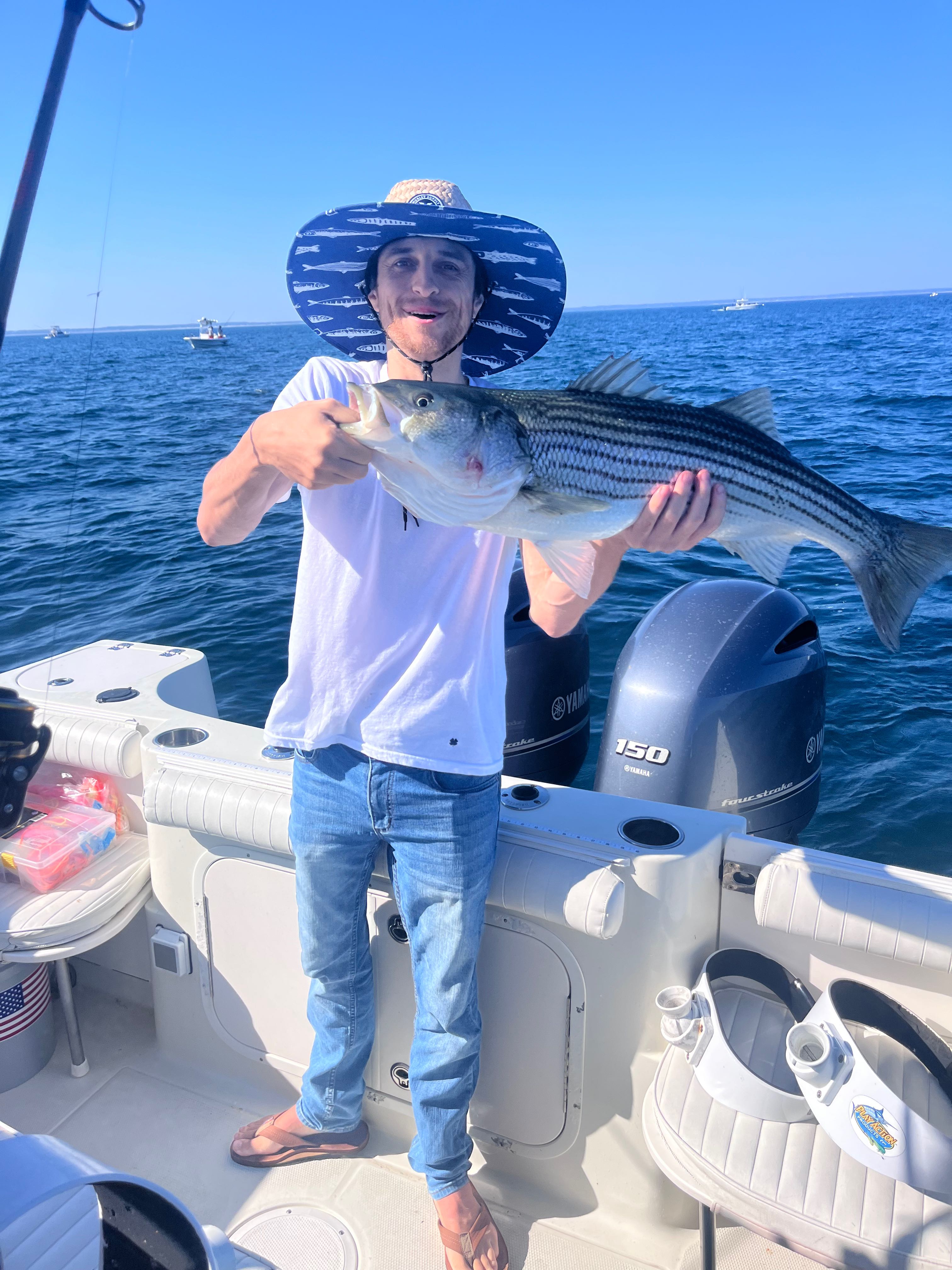 Striped bass caught during fishing charter in East Dennis MA