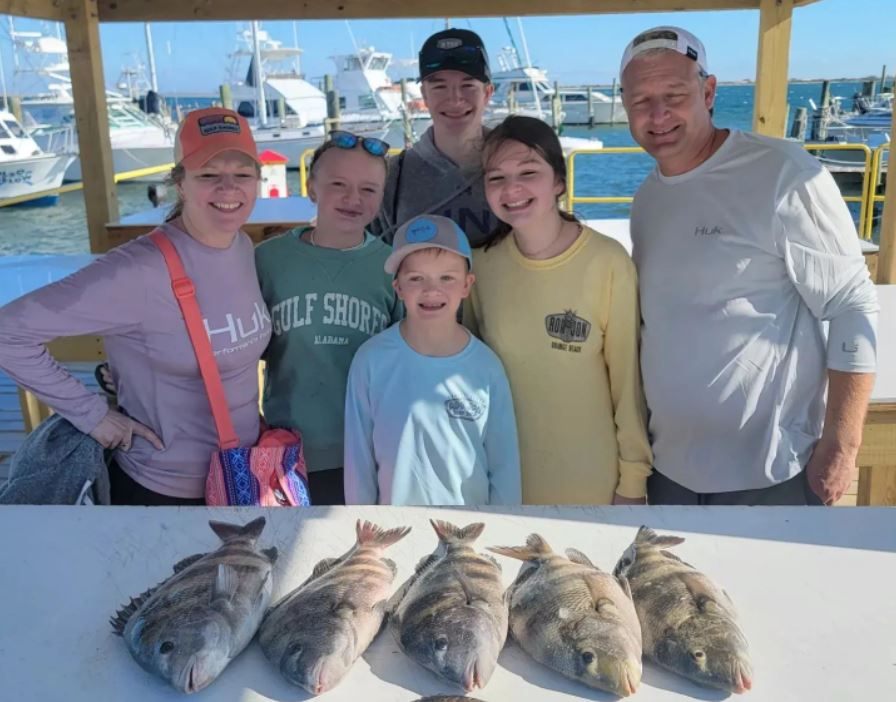 5 black drum fish caught in Gulf Shores