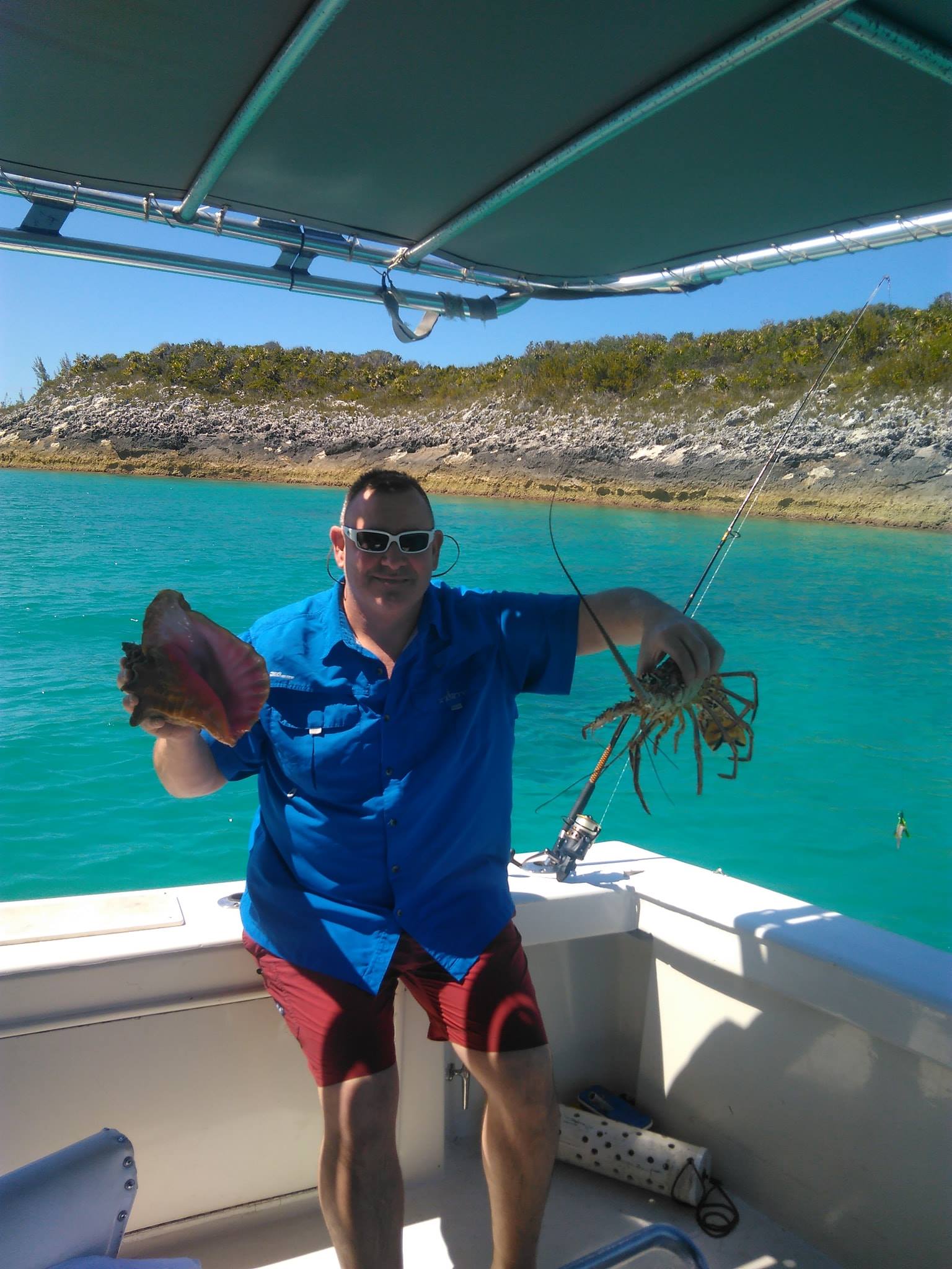 Two anglers fishing in Nassau, Bahamas