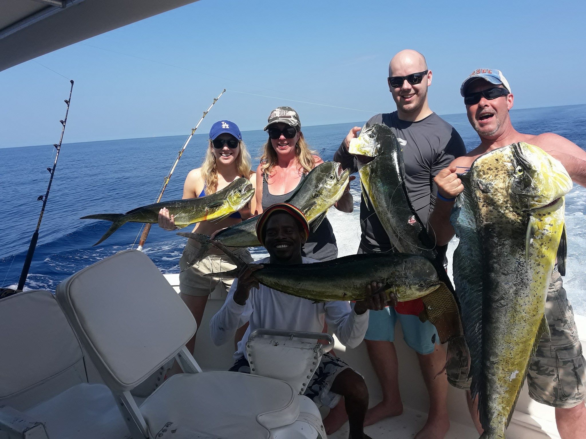 4 large fish caught during a fishing and cruising trip in Nassau