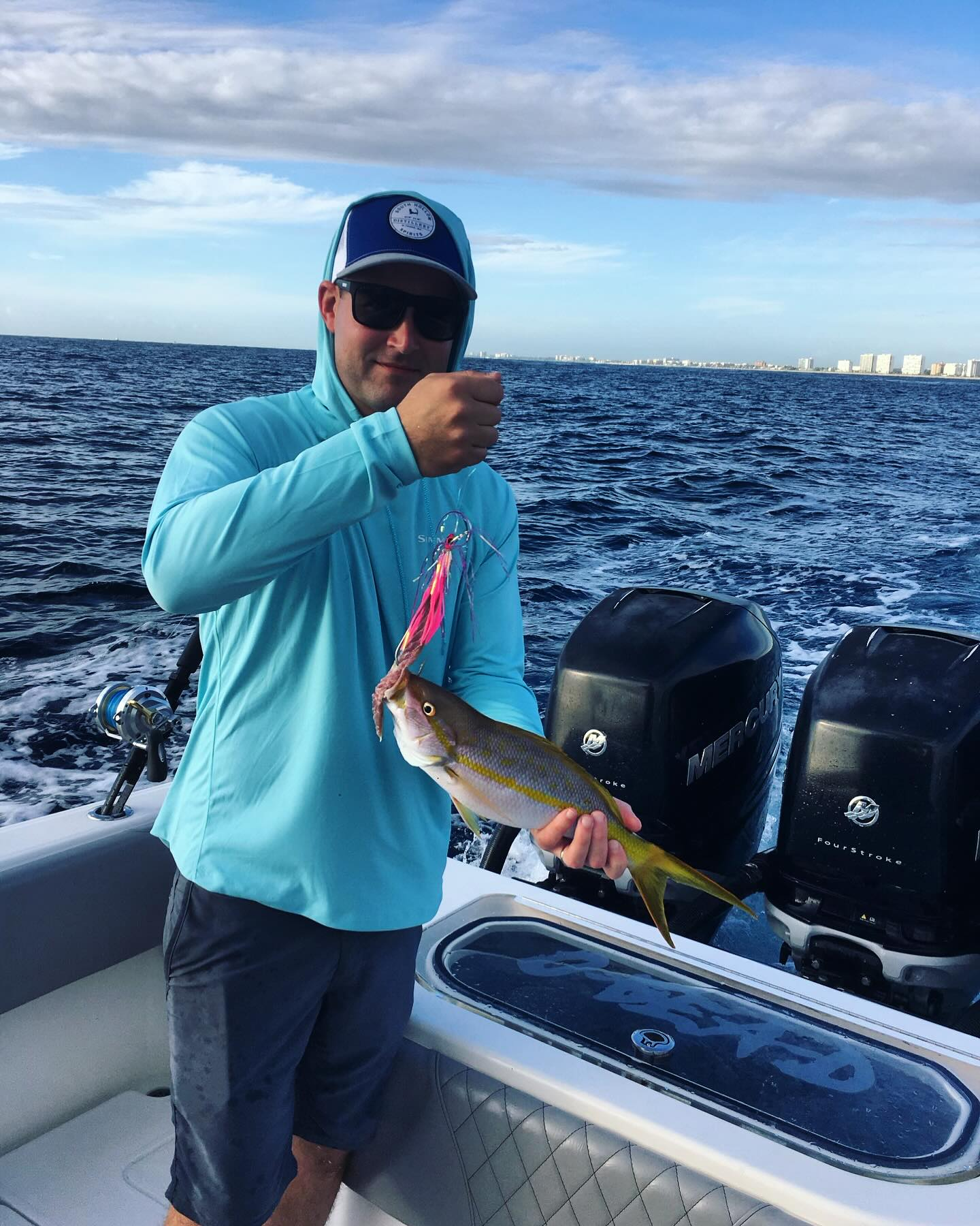 Angler with fishing rod at Pompano Beach