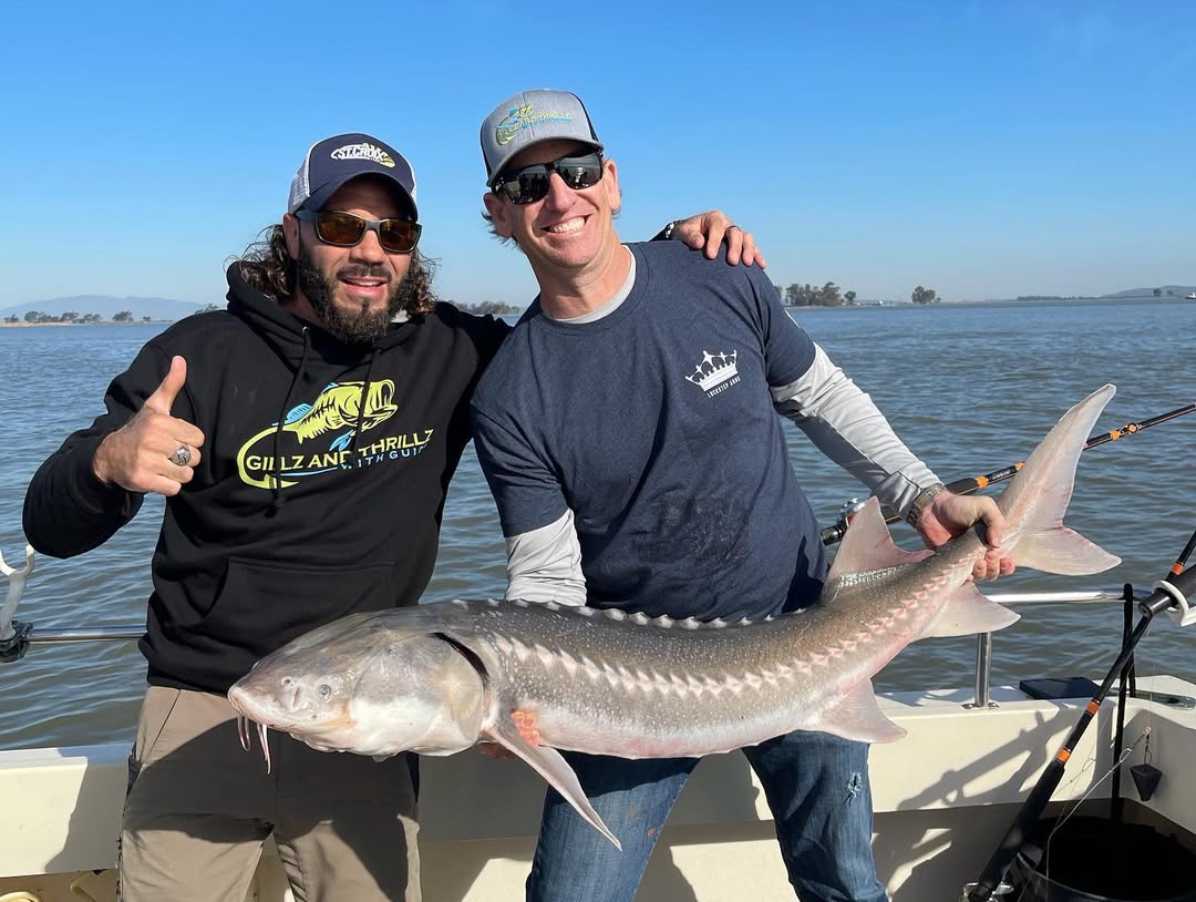 Large white sturgeon caught by two anglers in San Diego
