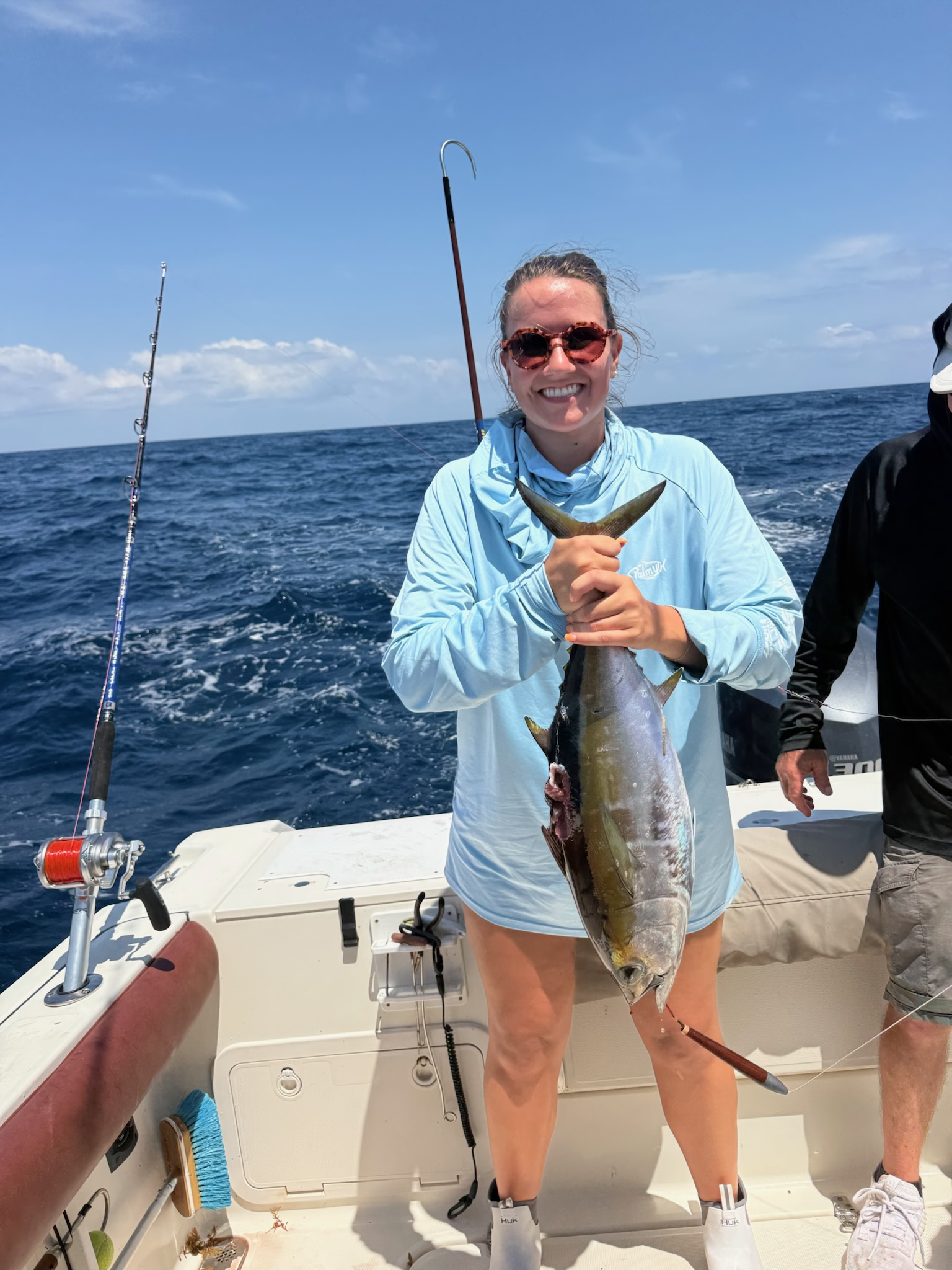 Fresh caught yellowfin tuna on fishing boat near Seabrook Island SC
