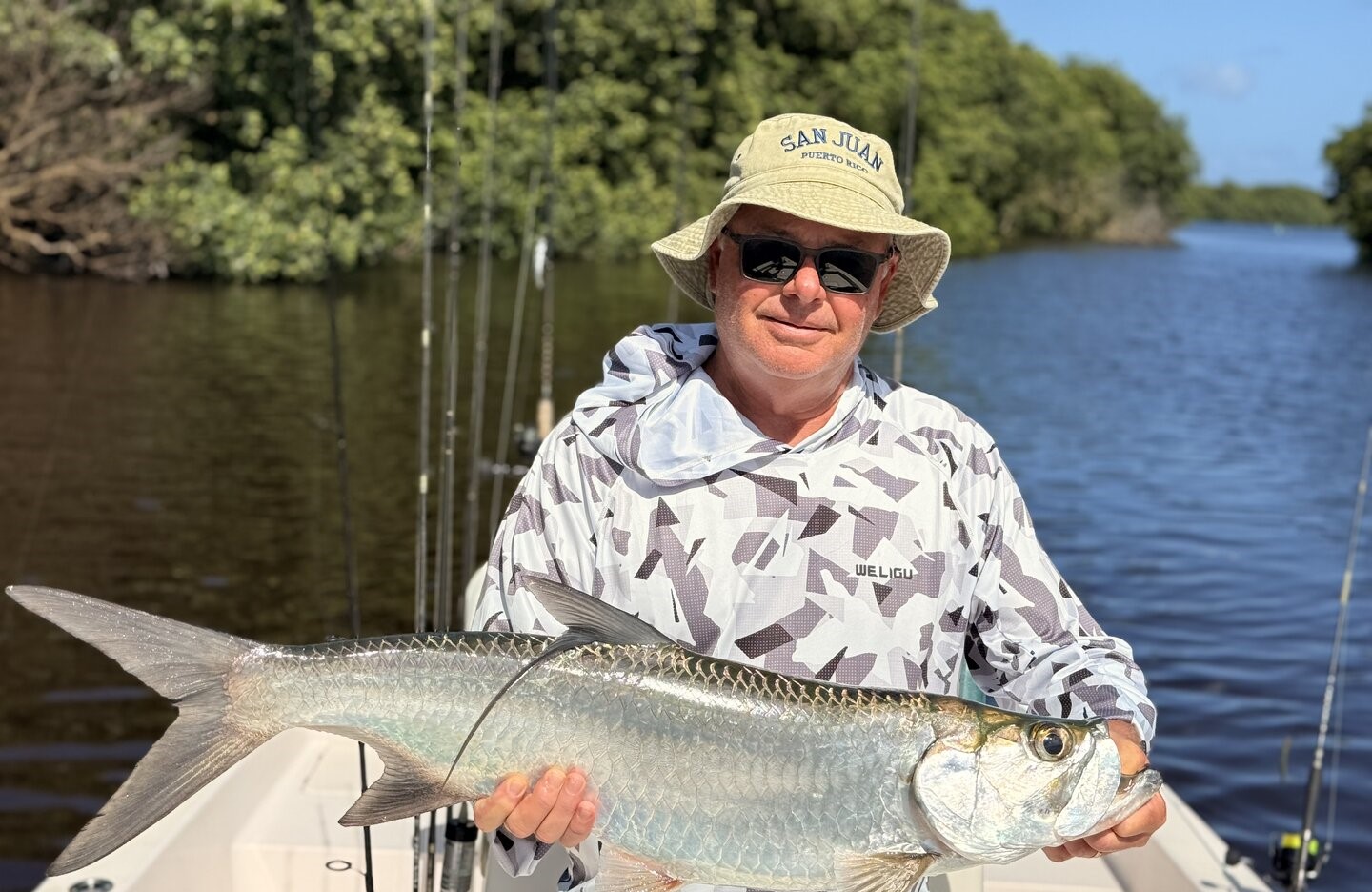 Tarpon catch displayed on fishing boat in San Juan Puerto Rico waters