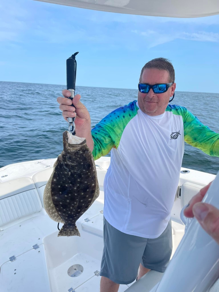 A single summer flounder fish caught in Murrells Inlet