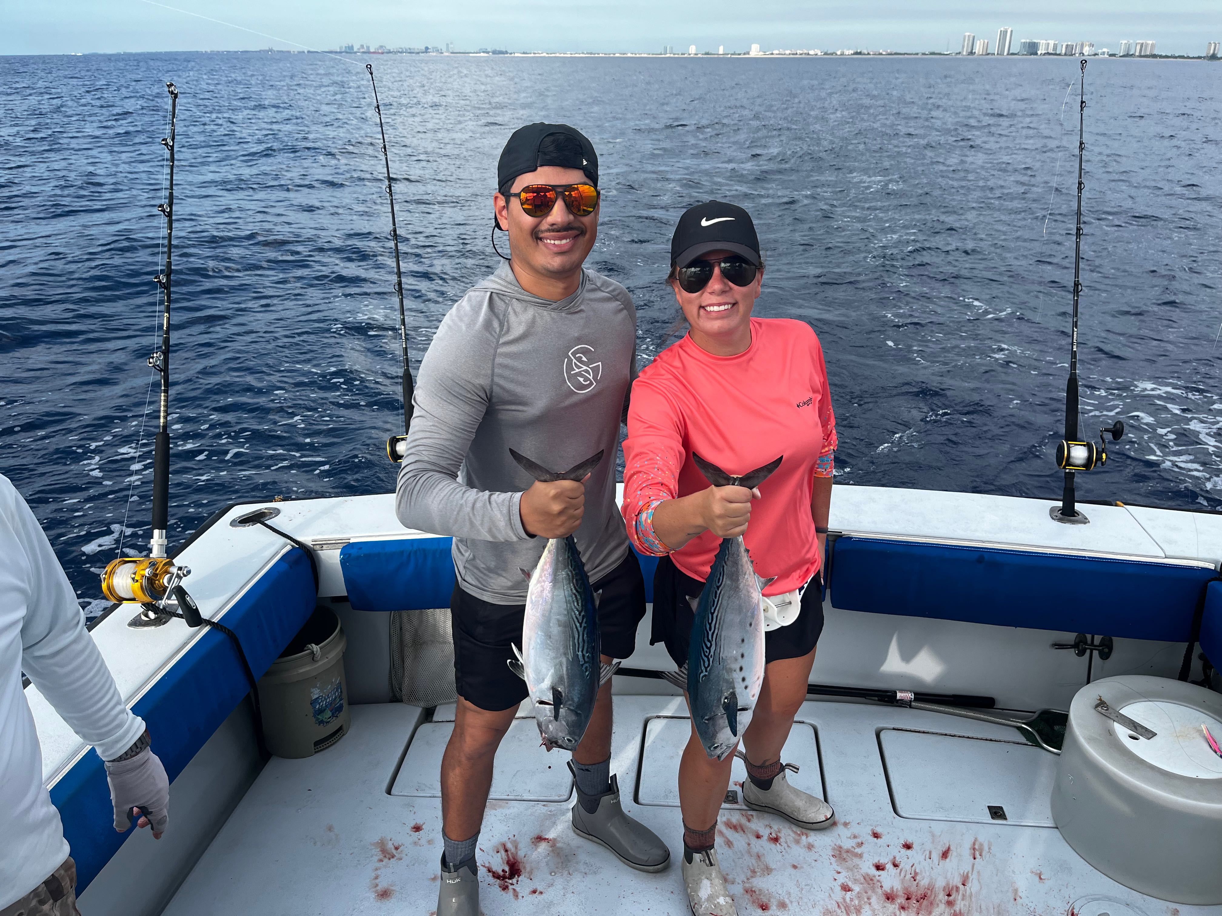 Two Little Tunny fish caught during fishing tour in Riviera Beach FL