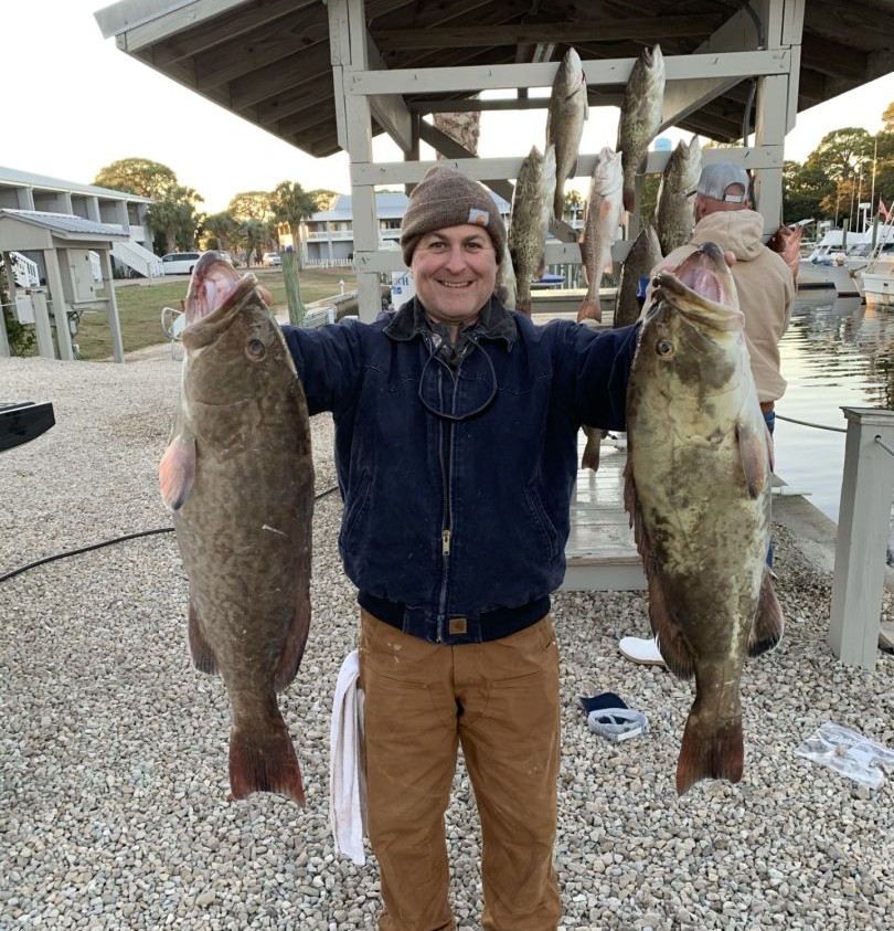 A person fishing for 6 gag groupers in Panacea