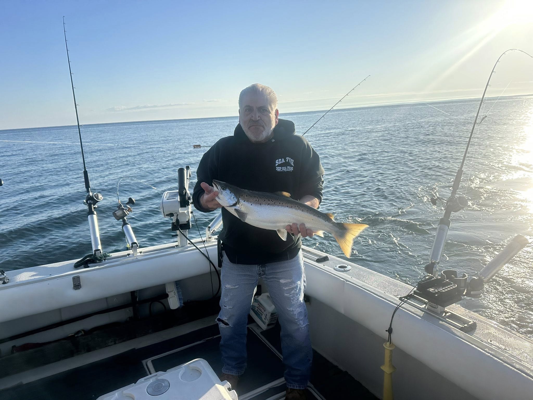 Atlantic salmon caught while fishing on boat in Mexico NY waters
