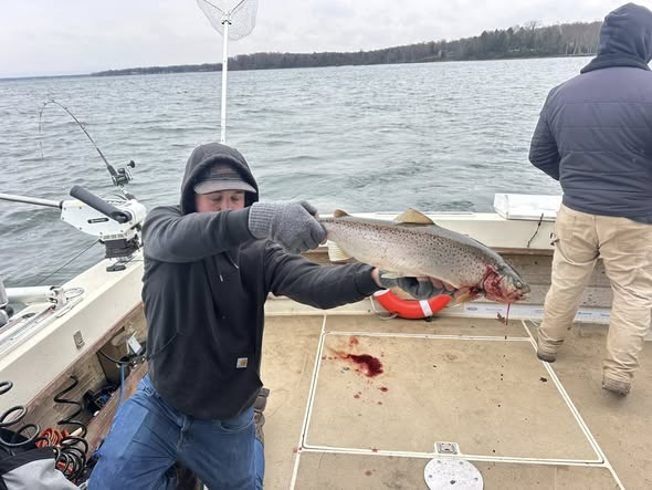 Large fish caught during fishing trip on boat in Mexico NY waters