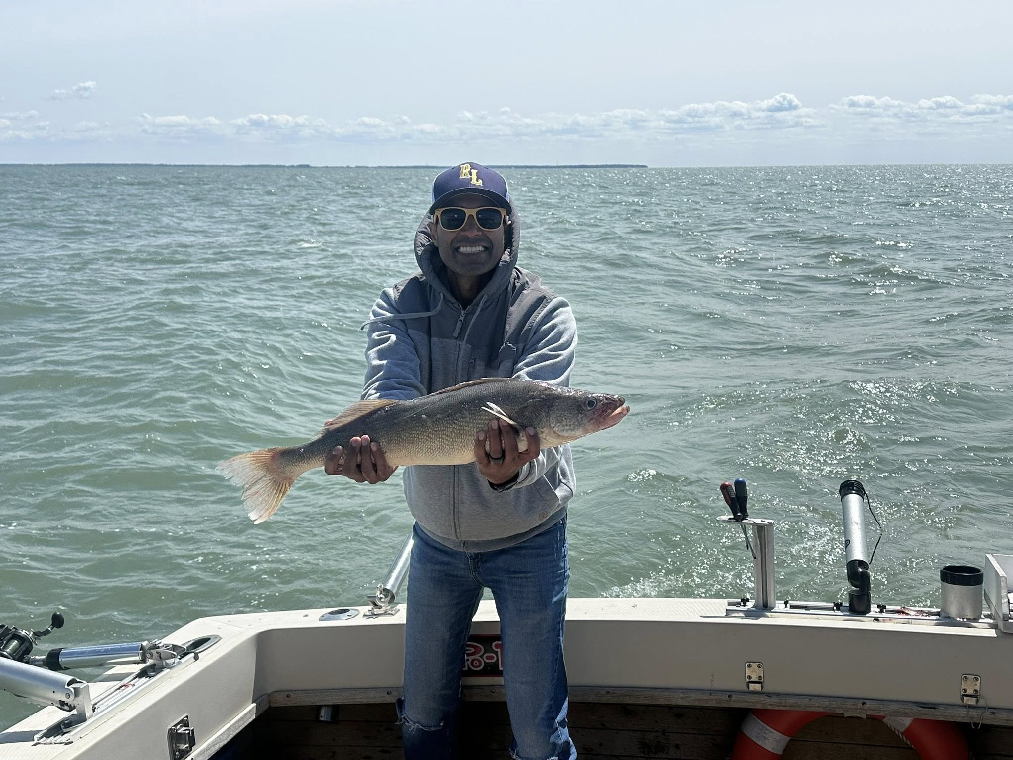 Walleye caught fishing in Mexico NY displayed on boat