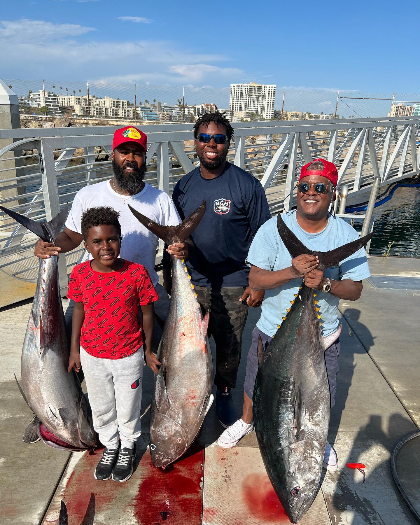 Three blackfin tuna fish caught in CA