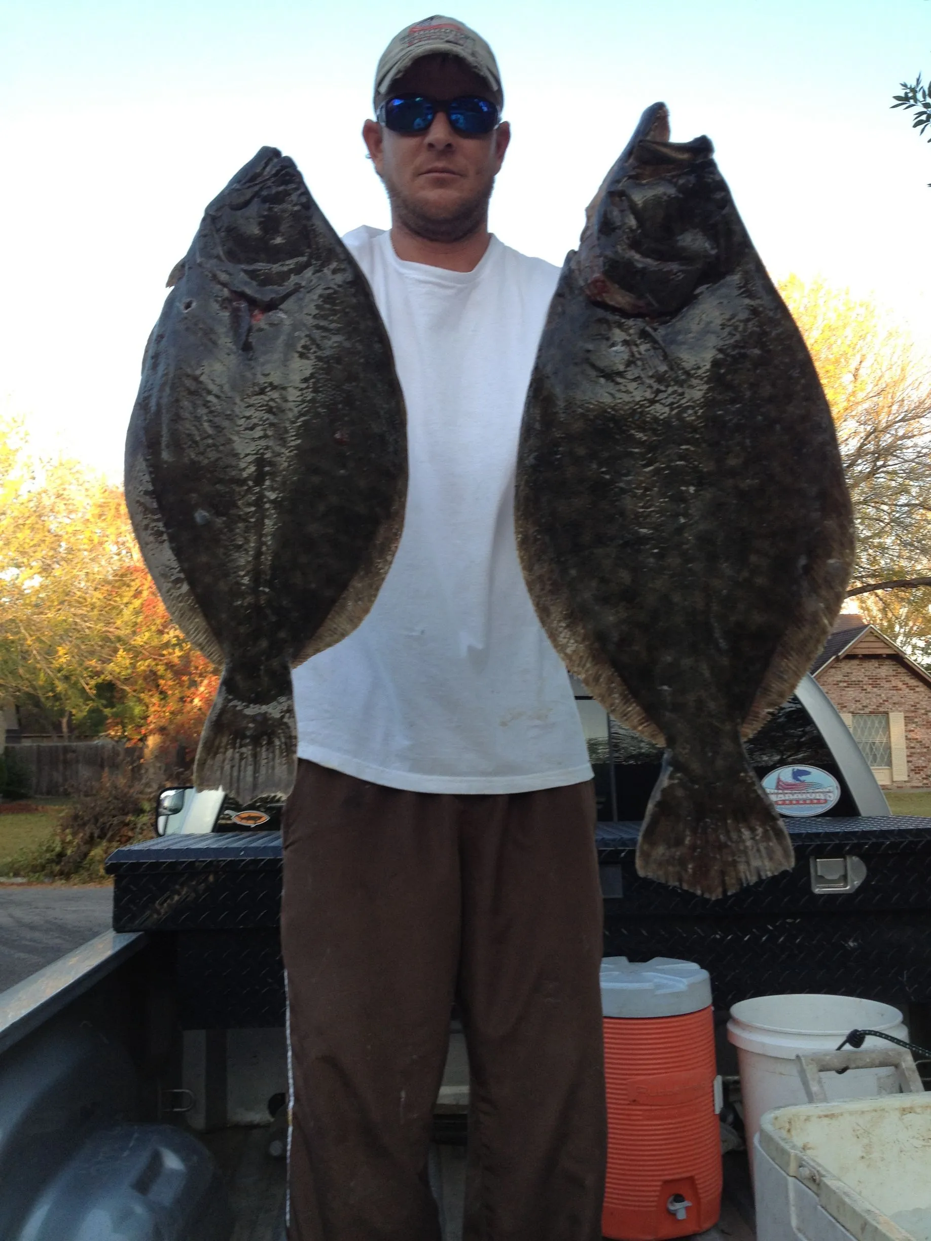 Two summer flounder caught in Port O'Connor