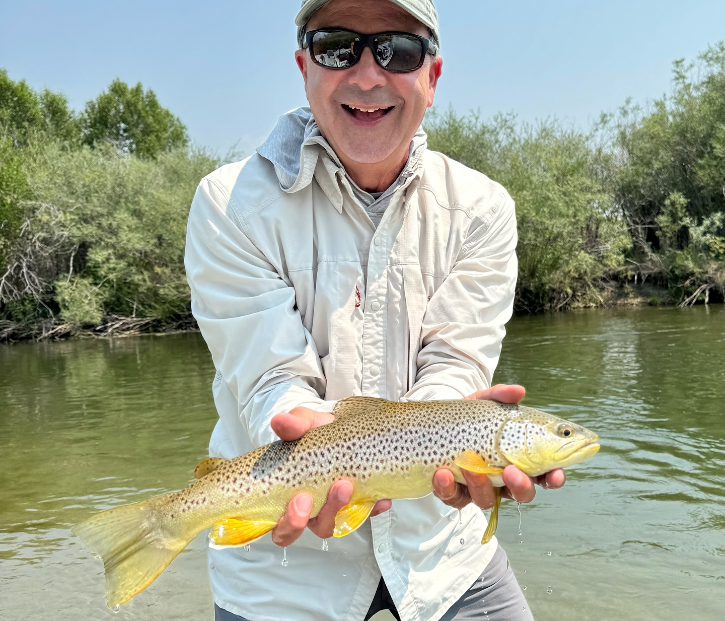 A single rainbow trout caught while fishing in Montana