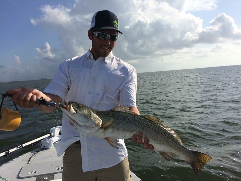 Spotted Weakfish, 27-inch fish, caught by a person in Corpus Christi