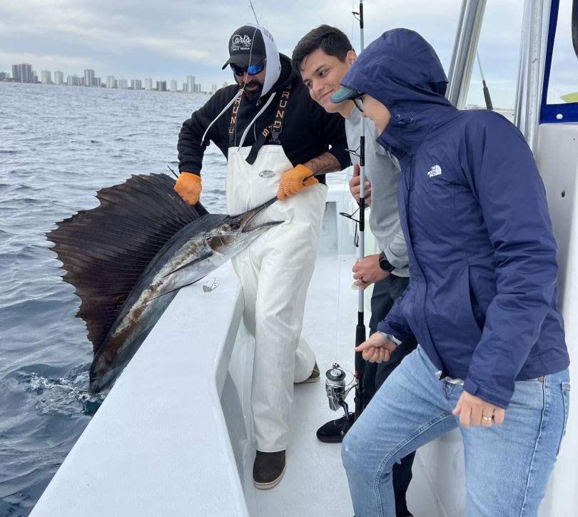 Angler with a large Atlantic Sailfish in Fort Lauderdale