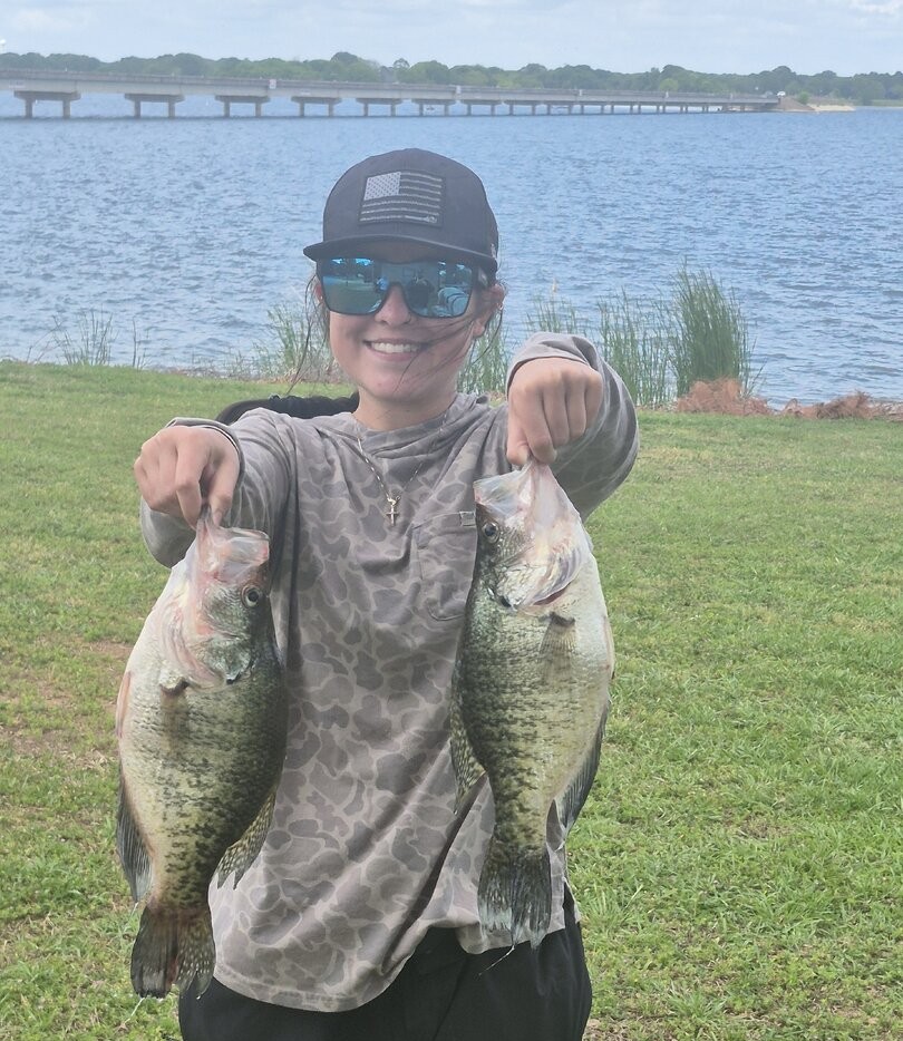 Two bass fish caught while fishing in Quitman TX