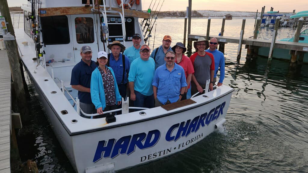 Group of 10 people fishing in Destin