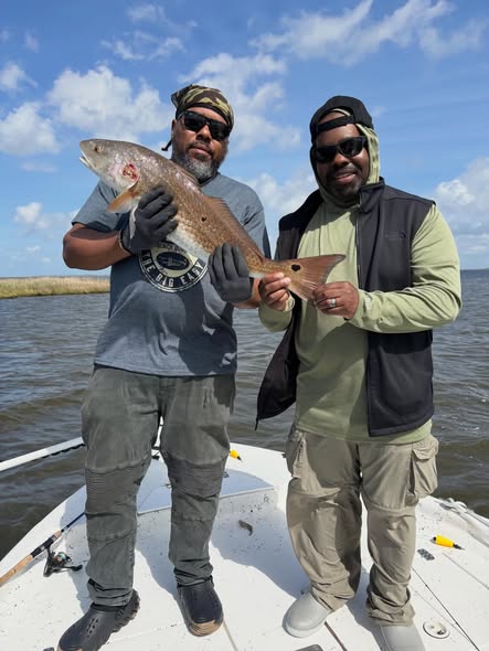 Redfish catch displayed on fishing boat in Slidell Louisiana