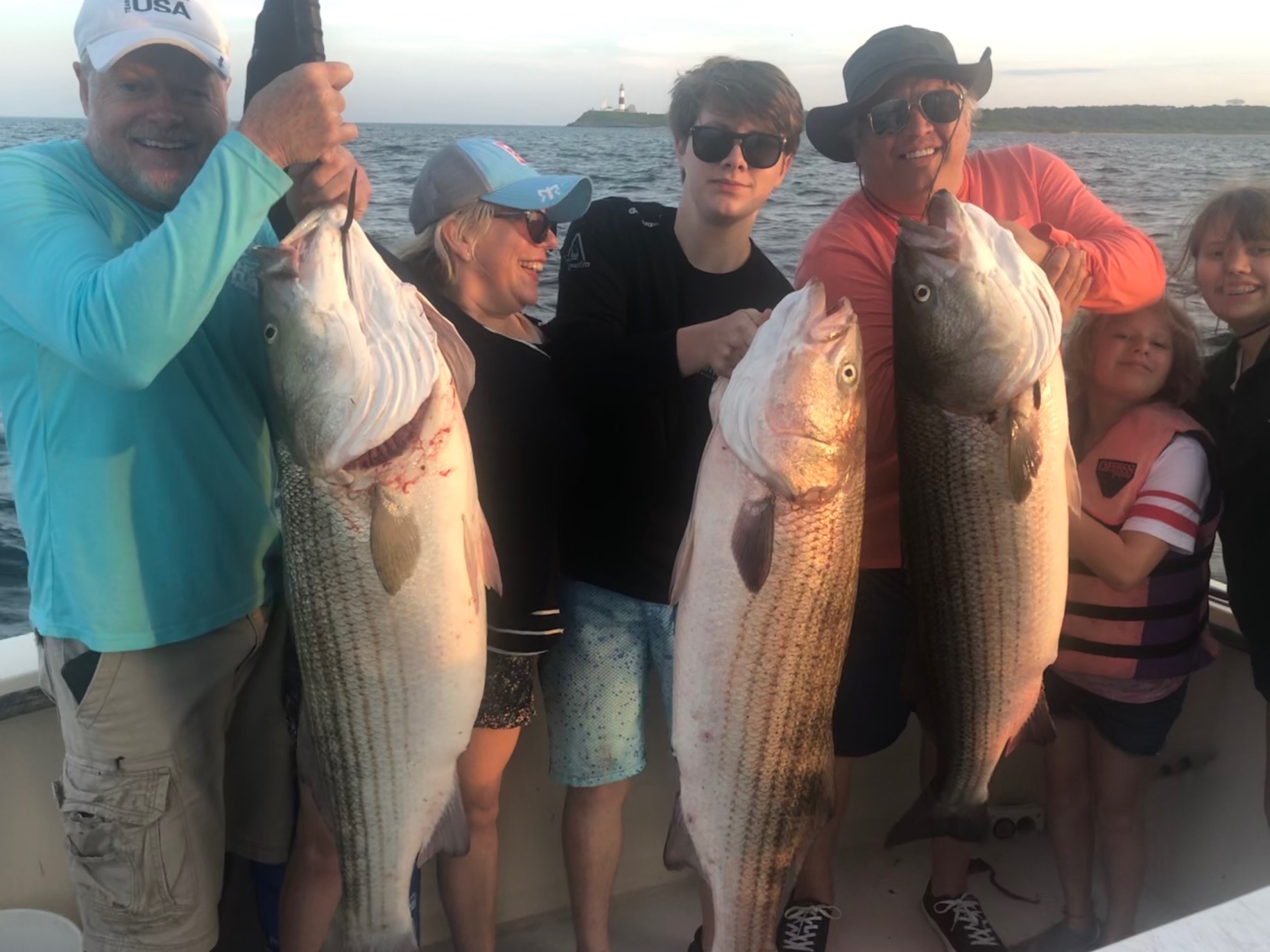 Three huge striped bass caught near Montauk