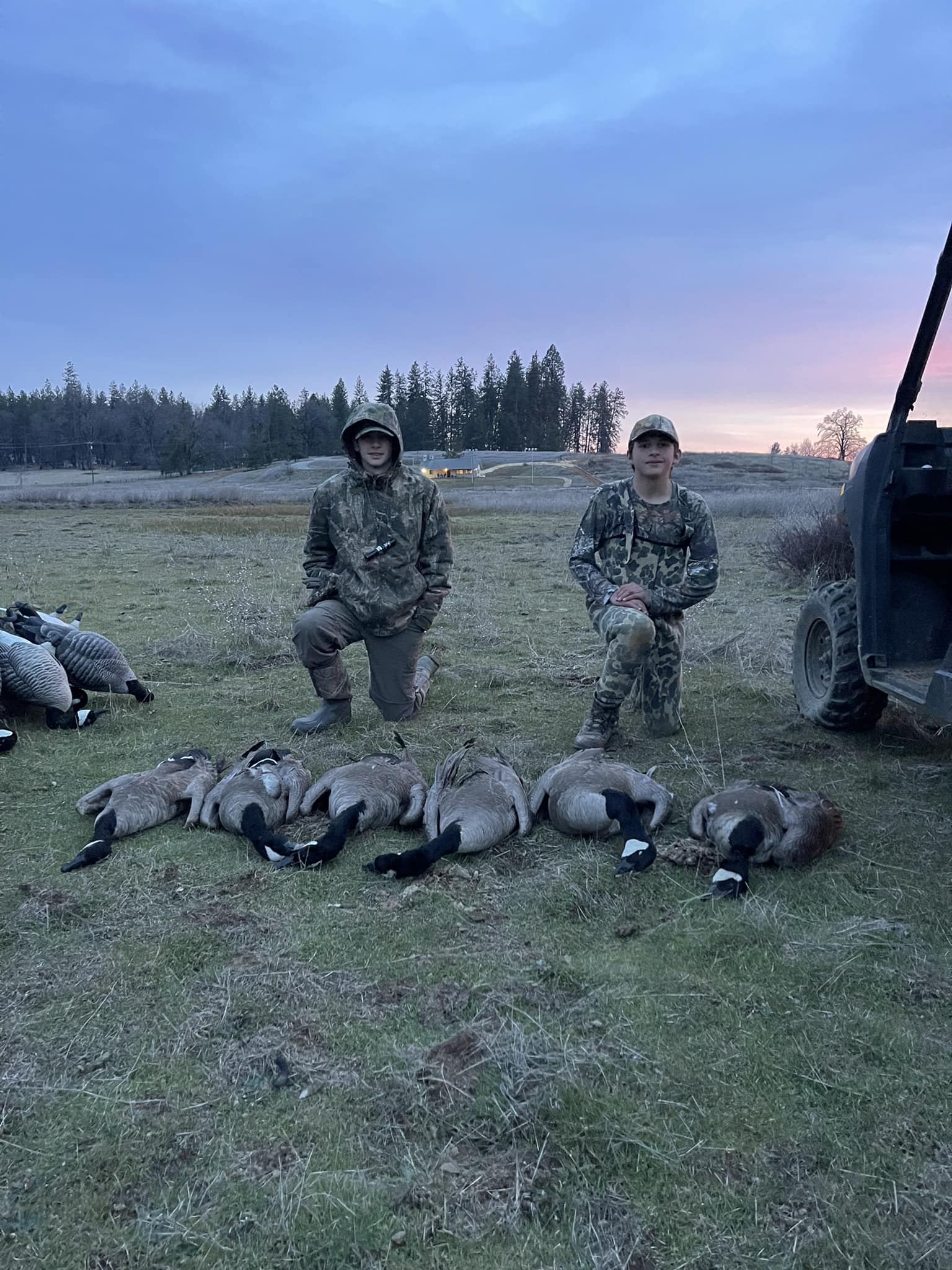 Two people enjoying a fishing and hunting trip in CA