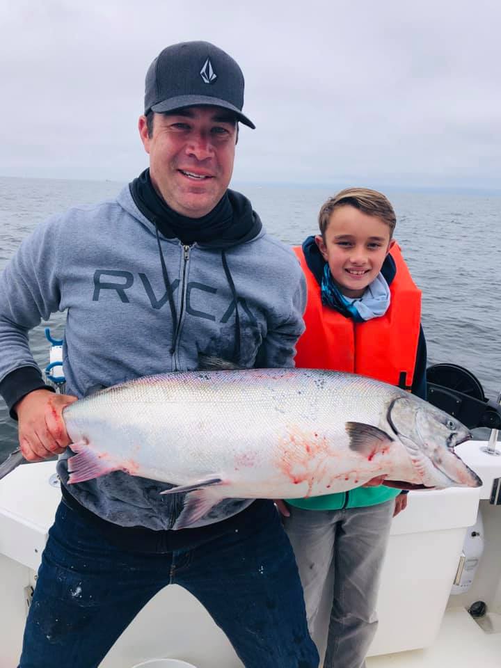 Two people enjoying a fishing trip in California