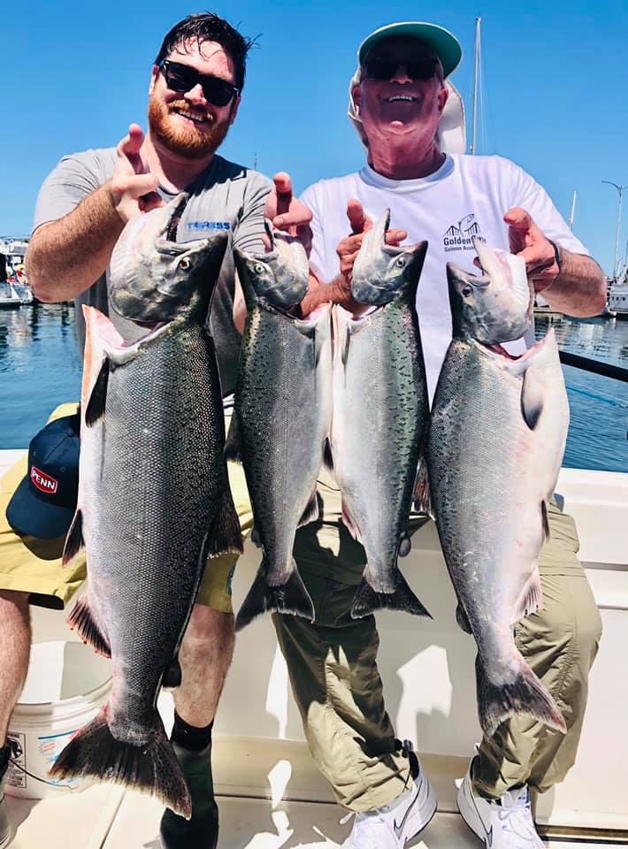 Four Chinook and Coho salmon, a big catch in CA