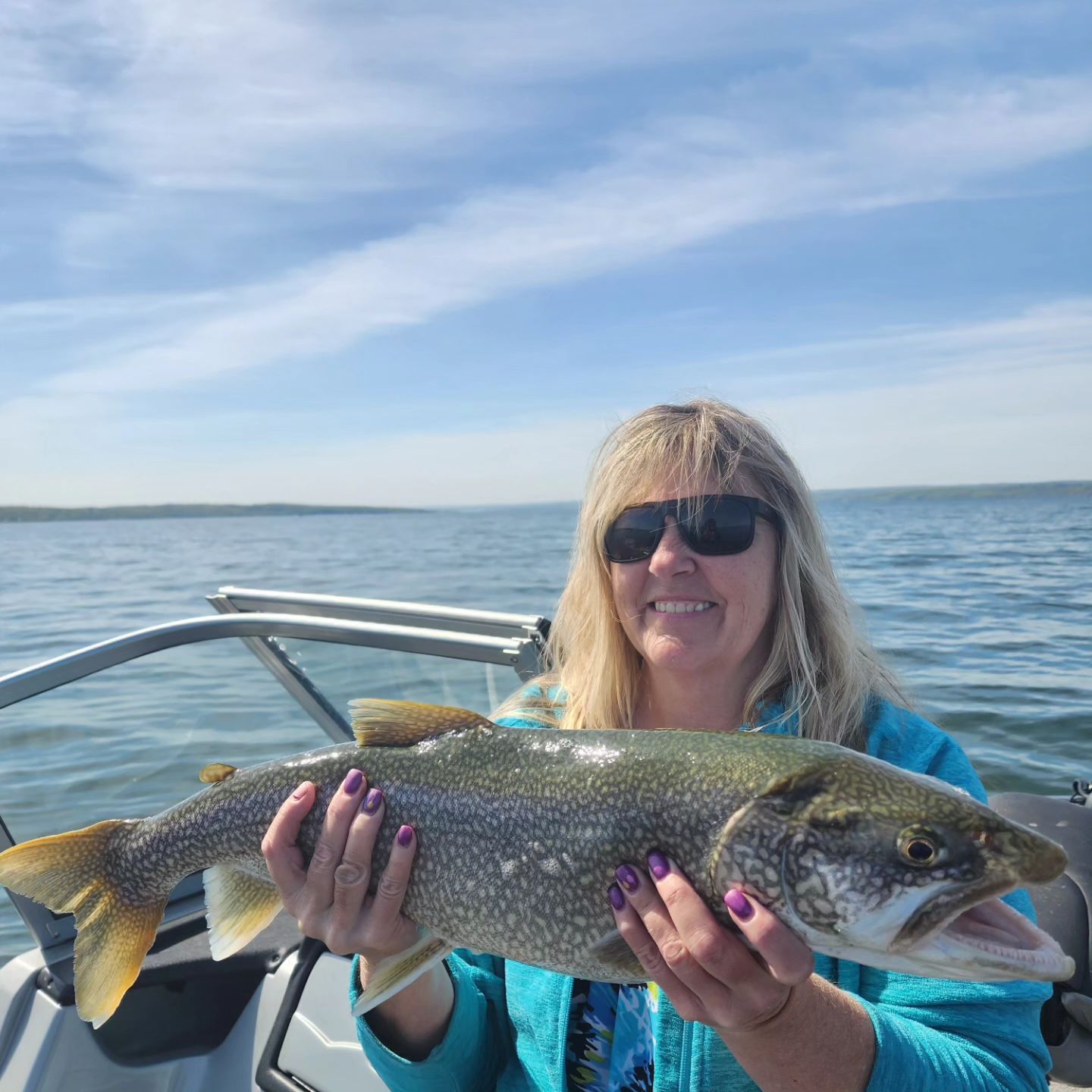 A magnificent lake trout caught by an angler in Pulaski