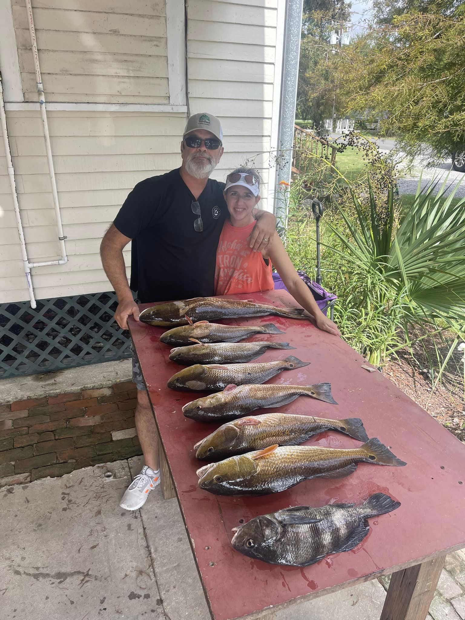 4 black drum and redfish caught in Barataria