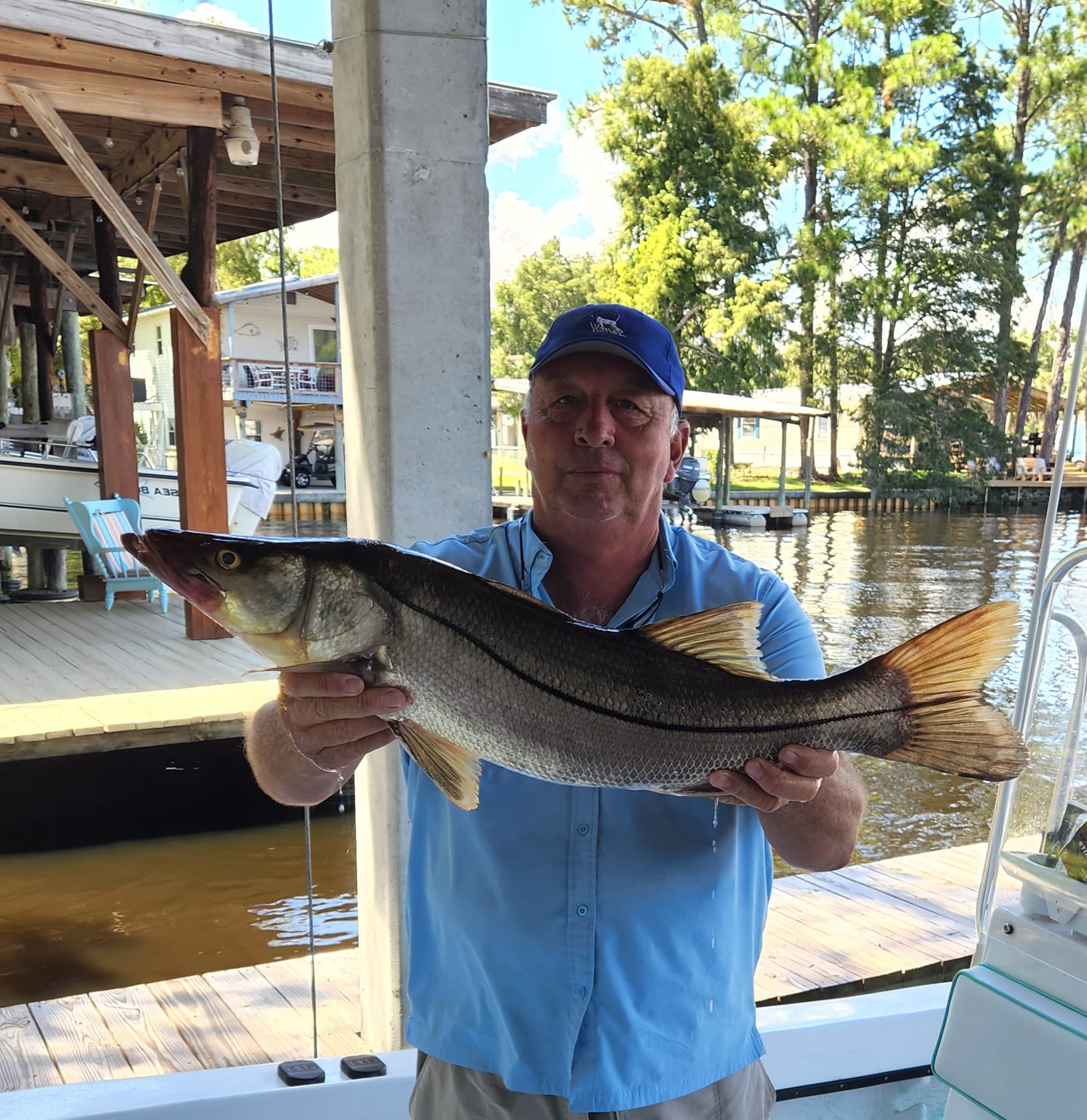 Snook, a large saltwater fish, caught while fishing in Florida