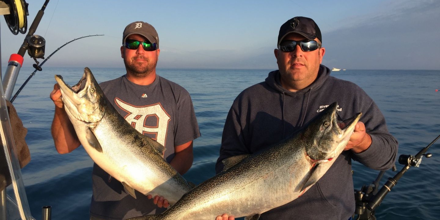 Two Coho Salmon fish caught near Linwood