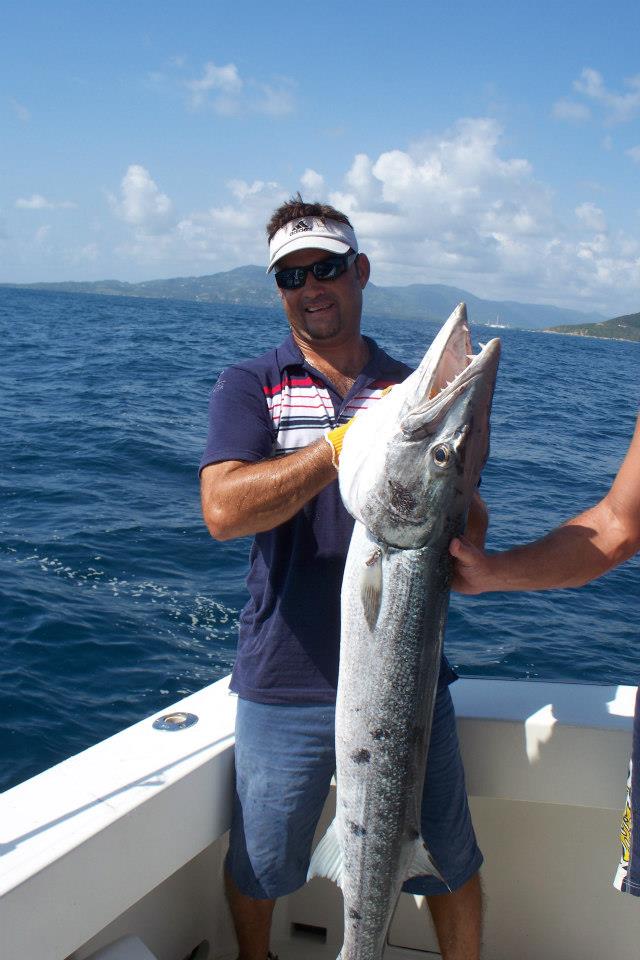 A photo of a great barracuda, a large saltwater fish, caught while fishing in Palmas Del Mar