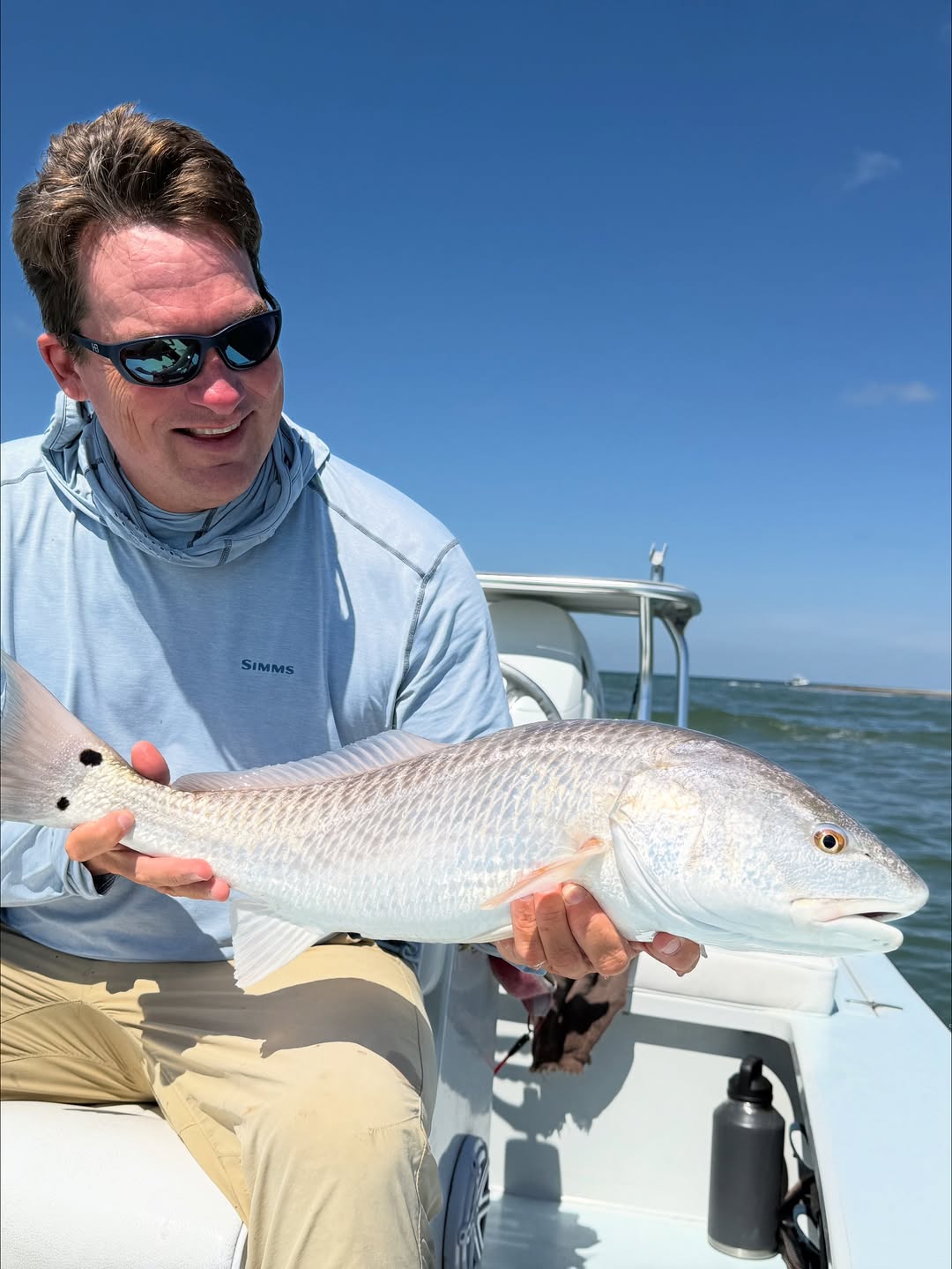 A lone redfish caught while fishing in the ocean at Ocean Springs
