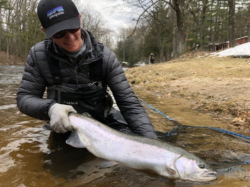 A single person fishing in Traverse City