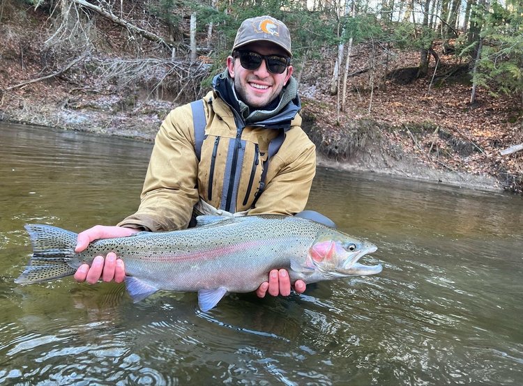A single rainbow trout caught while fishing in MI