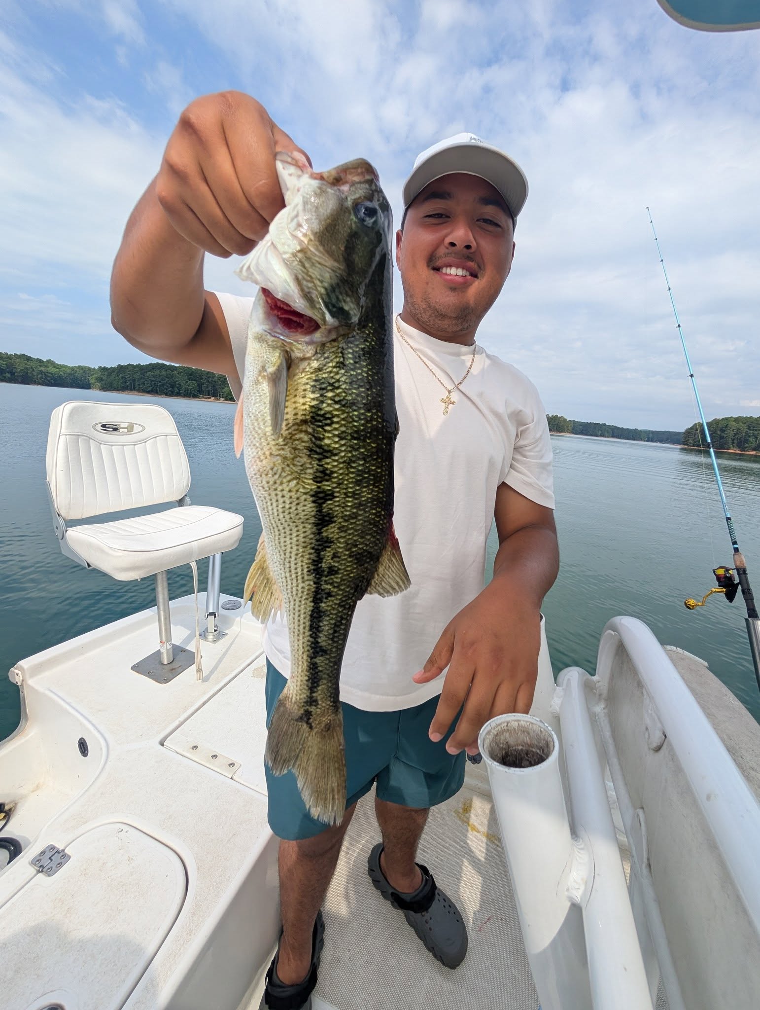Spotted bass caught while fishing on boat in Gainesville GA