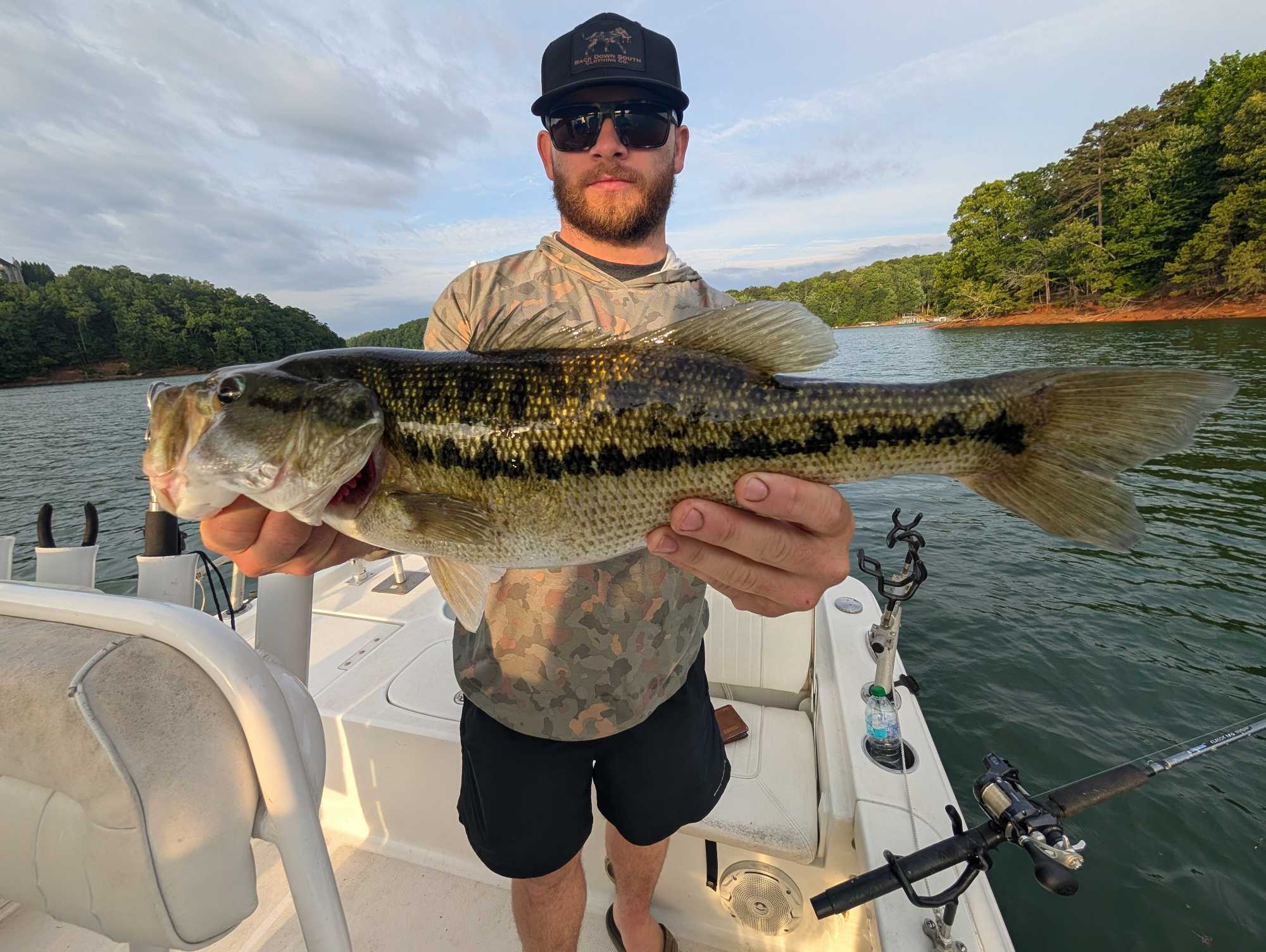 Spotted bass caught while fishing on a boat in Gainesville GA