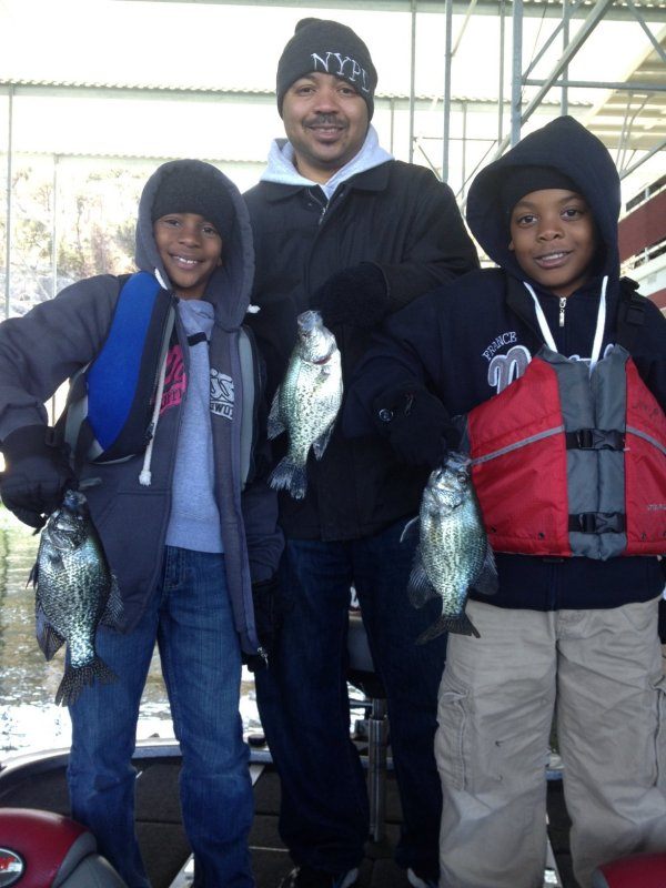 3 crappie and largemouth bass fish caught at Burnet location