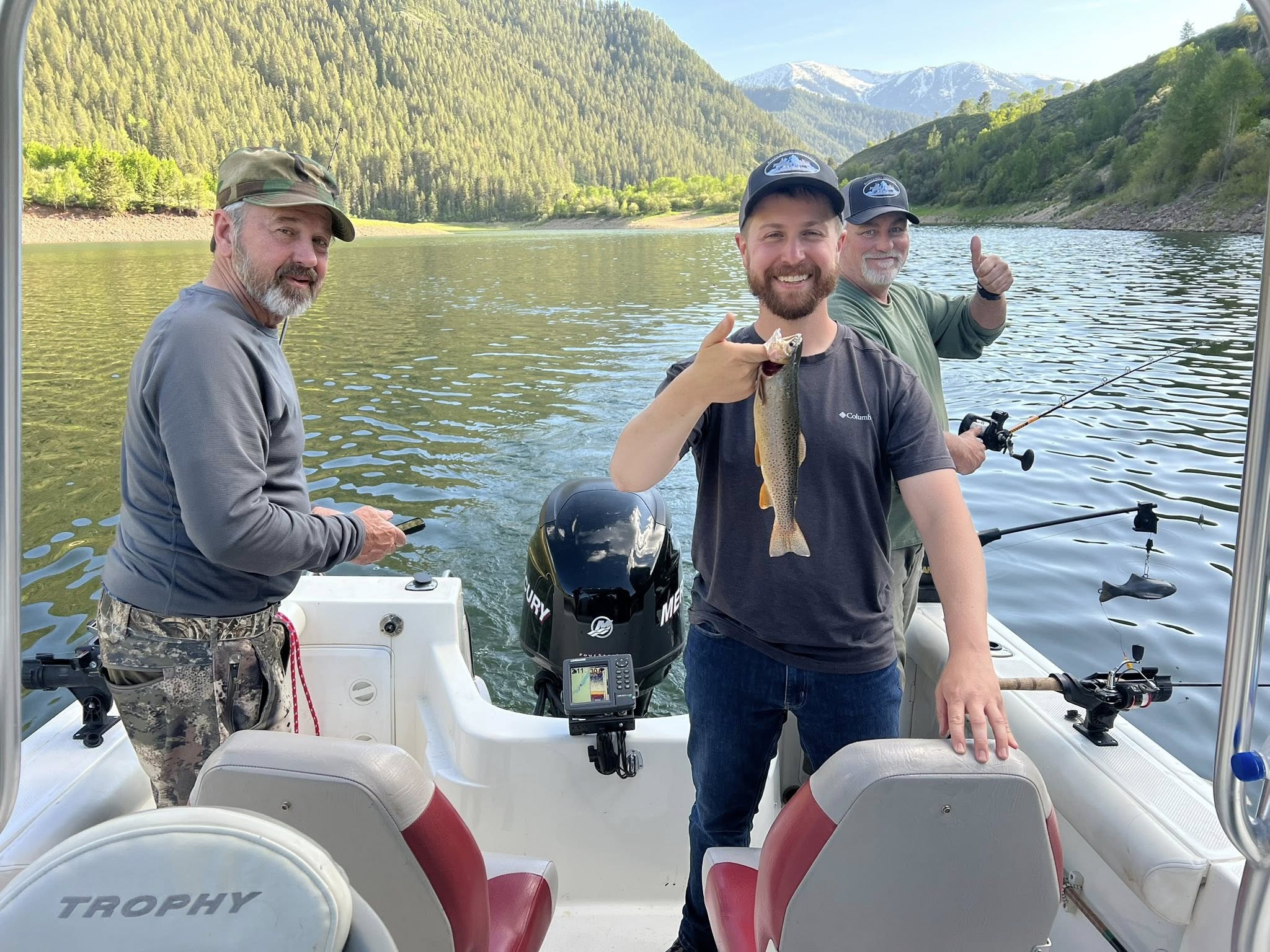 Photograph of a single rainbow trout caught while hunting in Preston