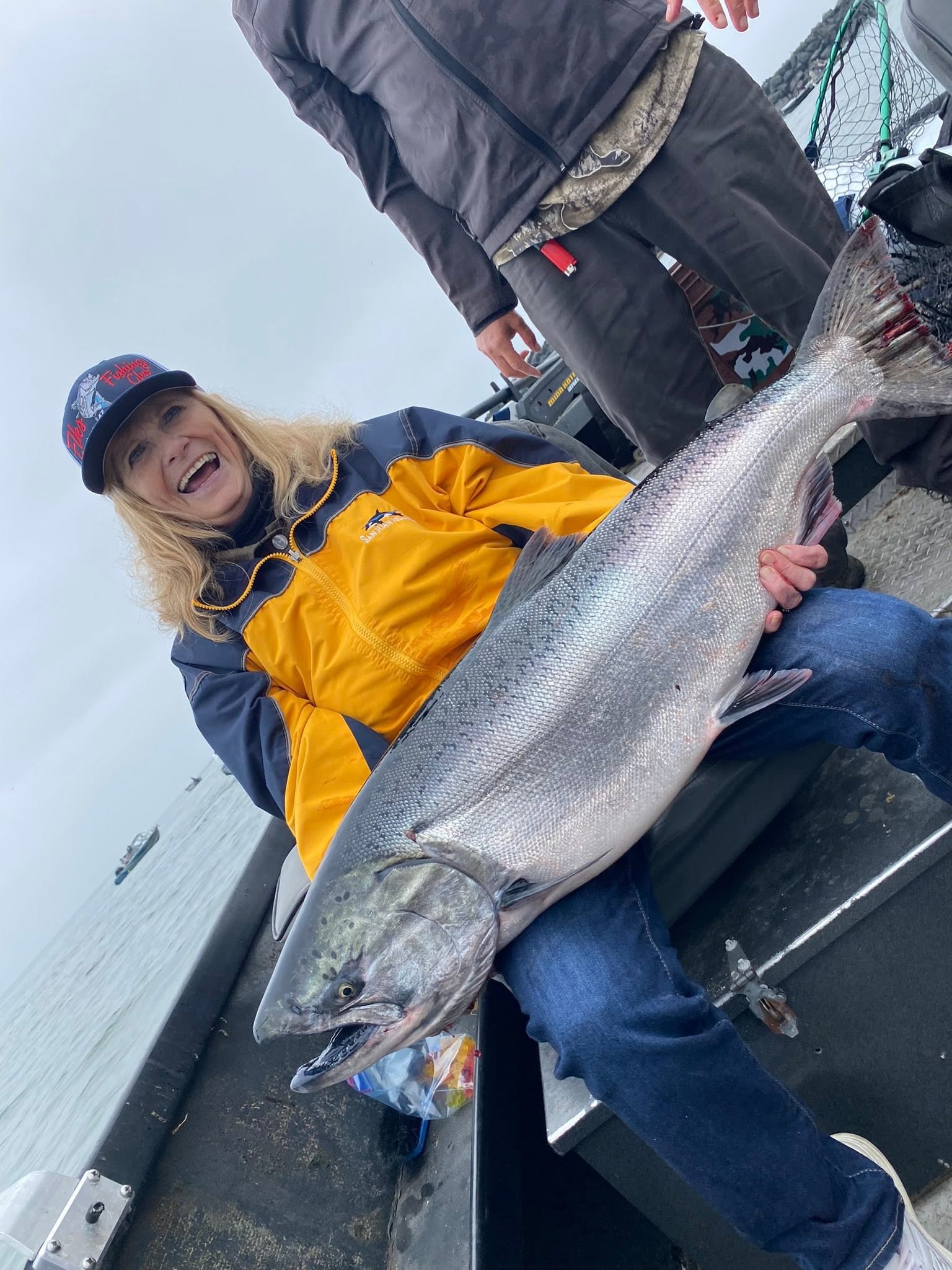 Large Chinook salmon caught fishing in Gold Beach Oregon