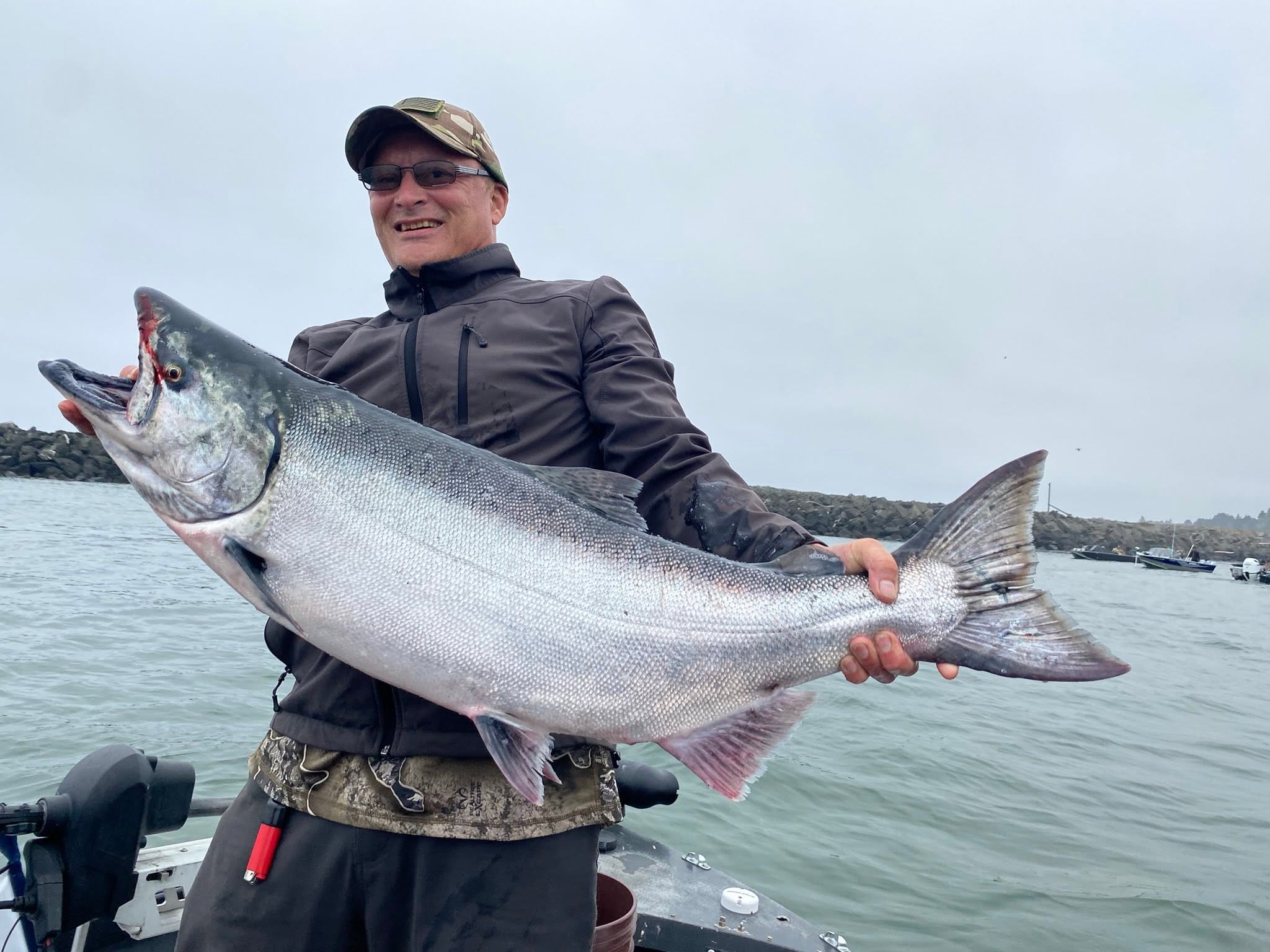 Large Chinook salmon caught while fishing in Gold Beach Oregon