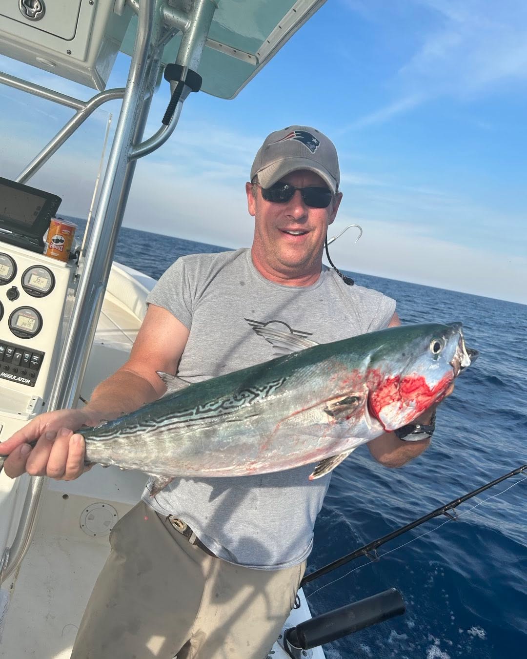 Little tunny caught while fishing in Sebastian FL, showing fresh catch on fishing boat
