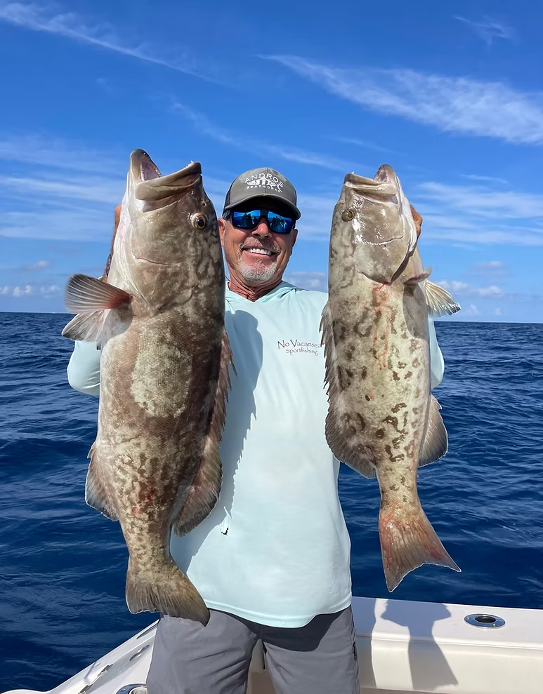 Two huge gag grouper caught while fishing in Florida